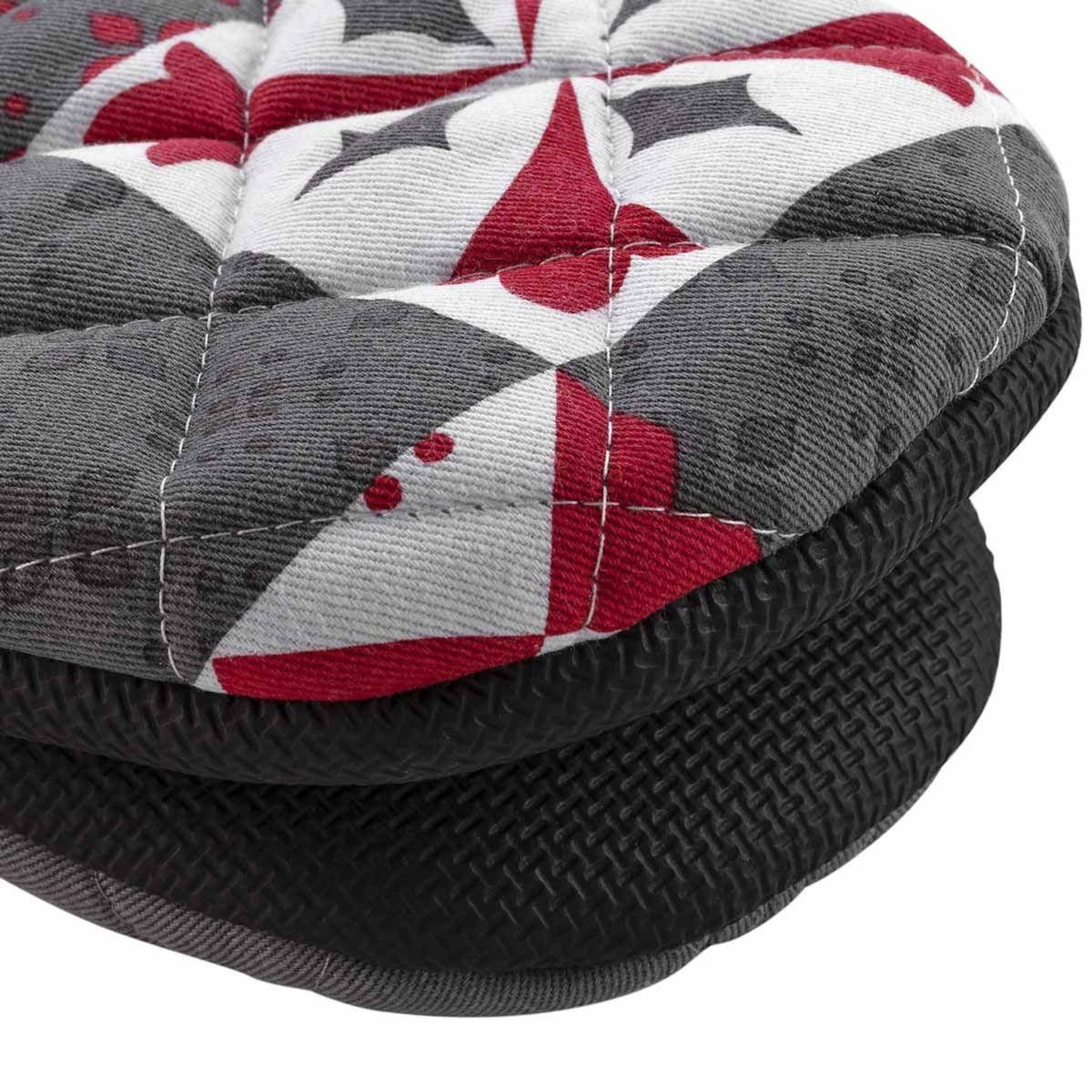 Paris Prix Gant de Cuisine Pince  Credence  24cm Gris & Rouge