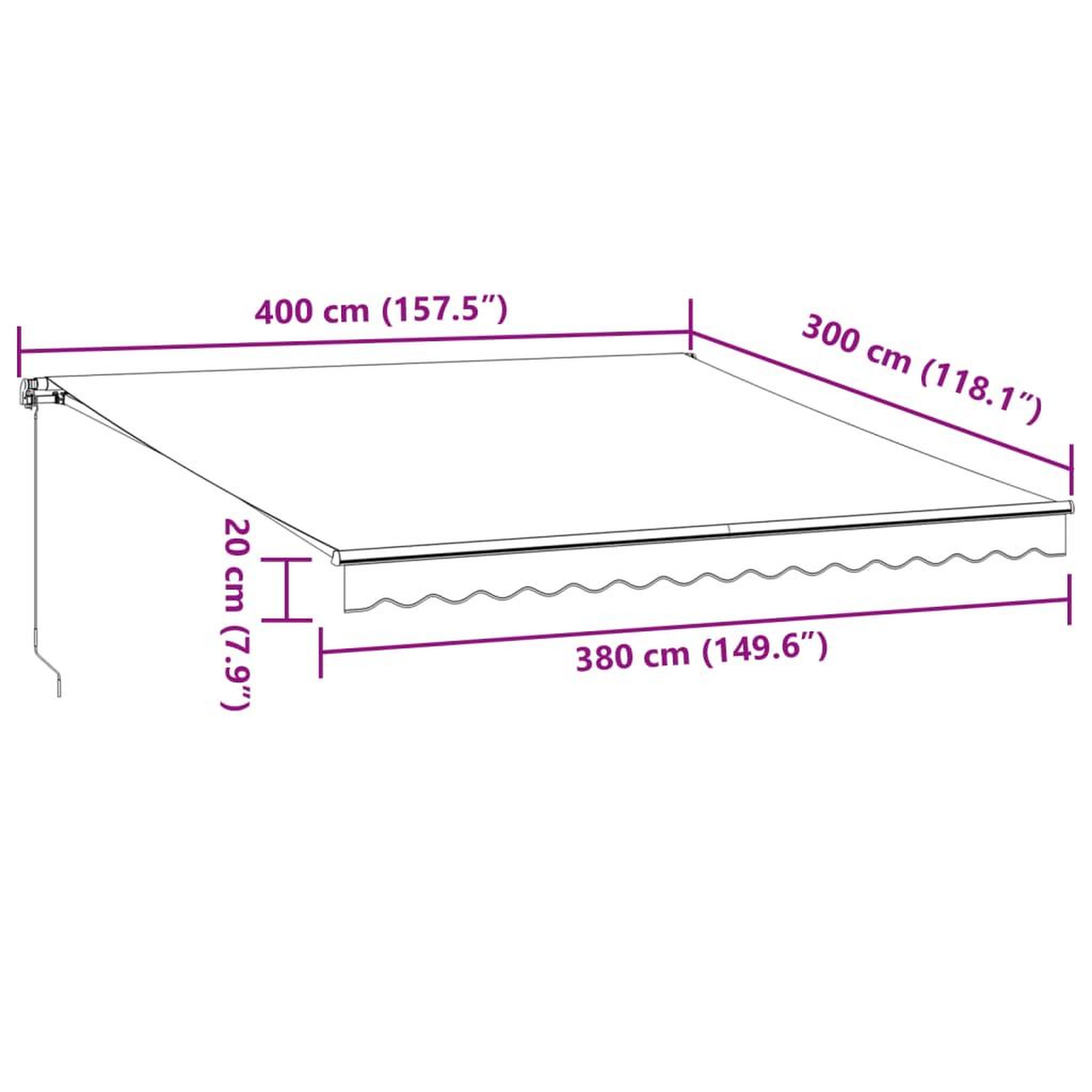 Voir la diapositive 6 : VIDAXL Auvent manuel retractable avec LED anthracite blanc 400x300 cm