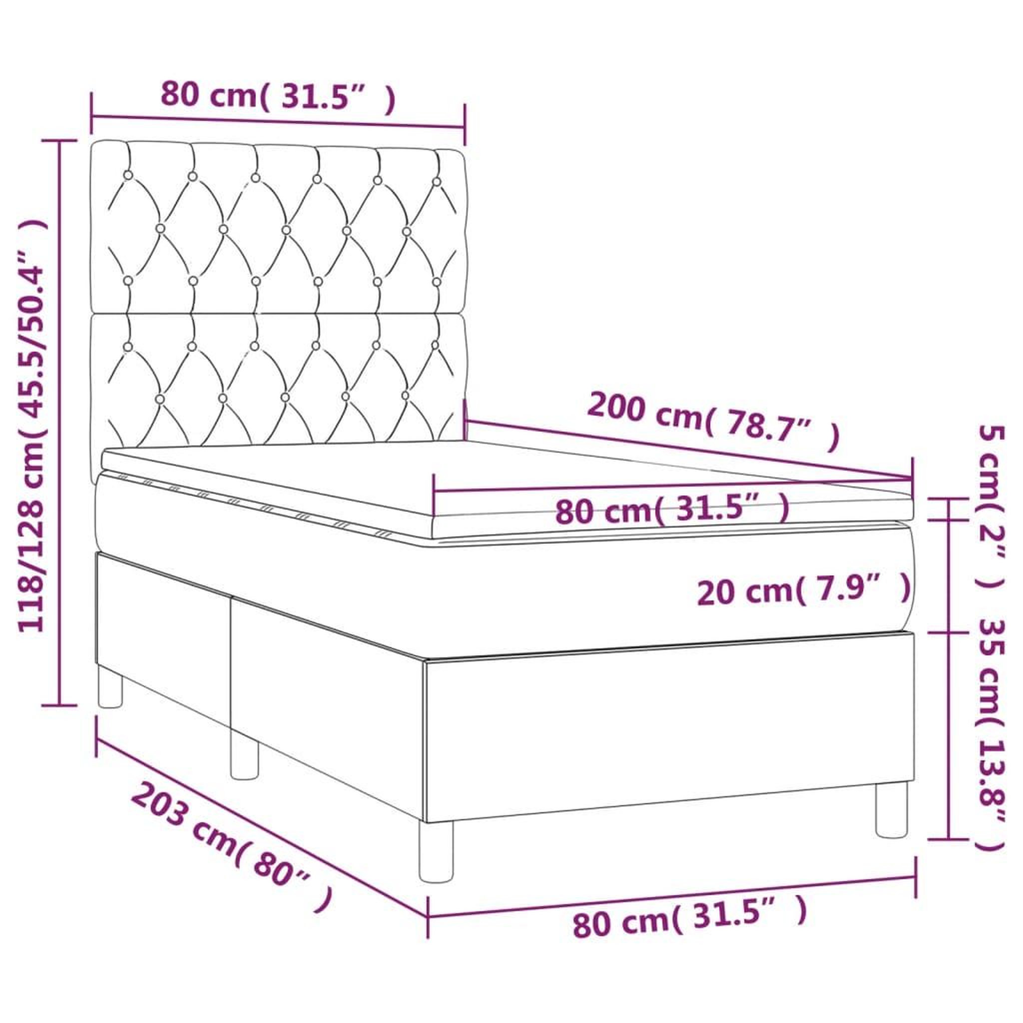 Voir la diapositive 6 : VIDAXL Sommier a lattes de lit avec matelas et LED Gris fonce 80x200cm