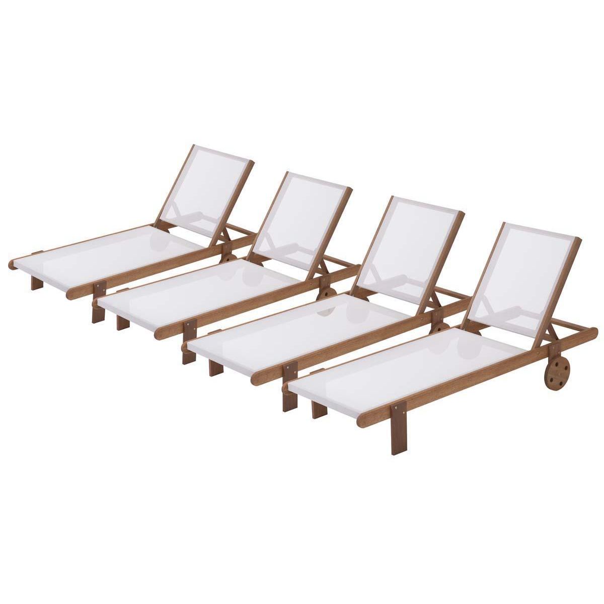 Habitat et Jardin Bain de soleil en bois exotique  Saïgon  - Maple - Ecru - Lot de 4