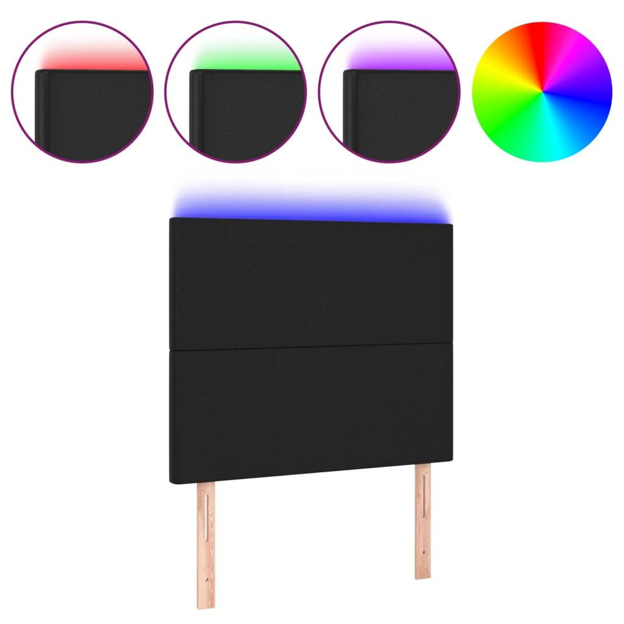 Voir la diapositive 2 : VIDAXL Tete de lit a LED Noir 100x5x118/128 cm Similicuir