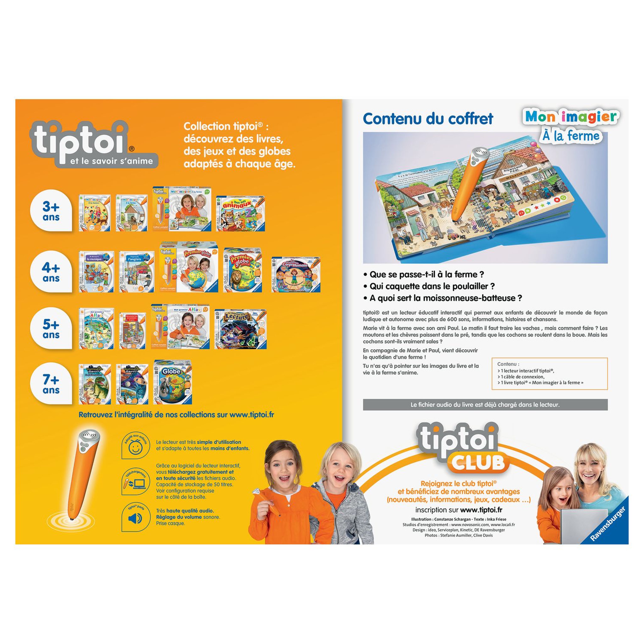 Voir la diapositive 4 : RAVENSBURGER Coffret complet lecteur interactif + Livre imagier "A la ferme" - Tiptoi