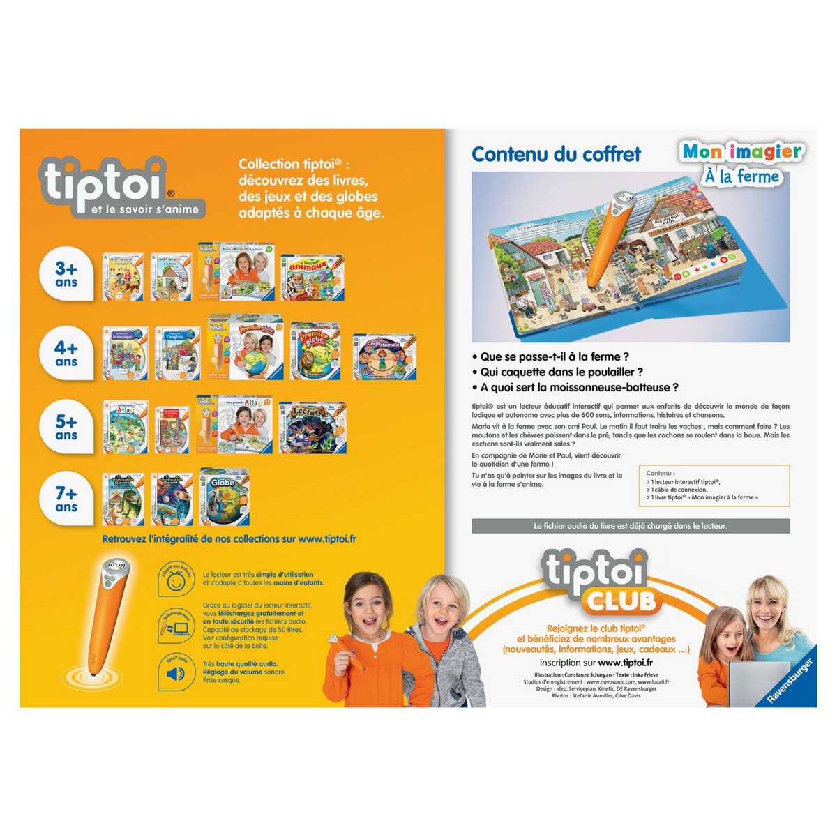 RAVENSBURGER Coffret complet lecteur interactif + Livre imagier "A la ferme" - Tiptoi