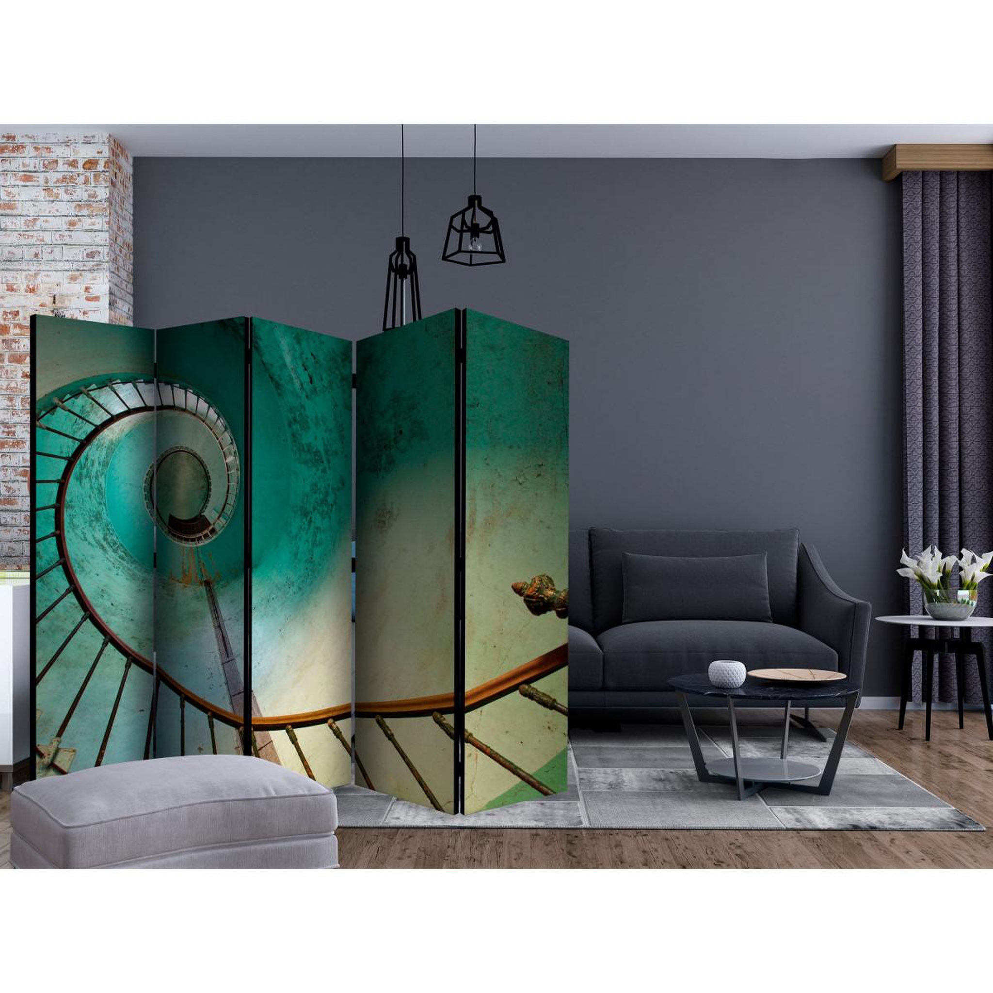 Voir la diapositive 2 : Paris Prix Paravent 5 volets  lighthouse stairs  172x225cm