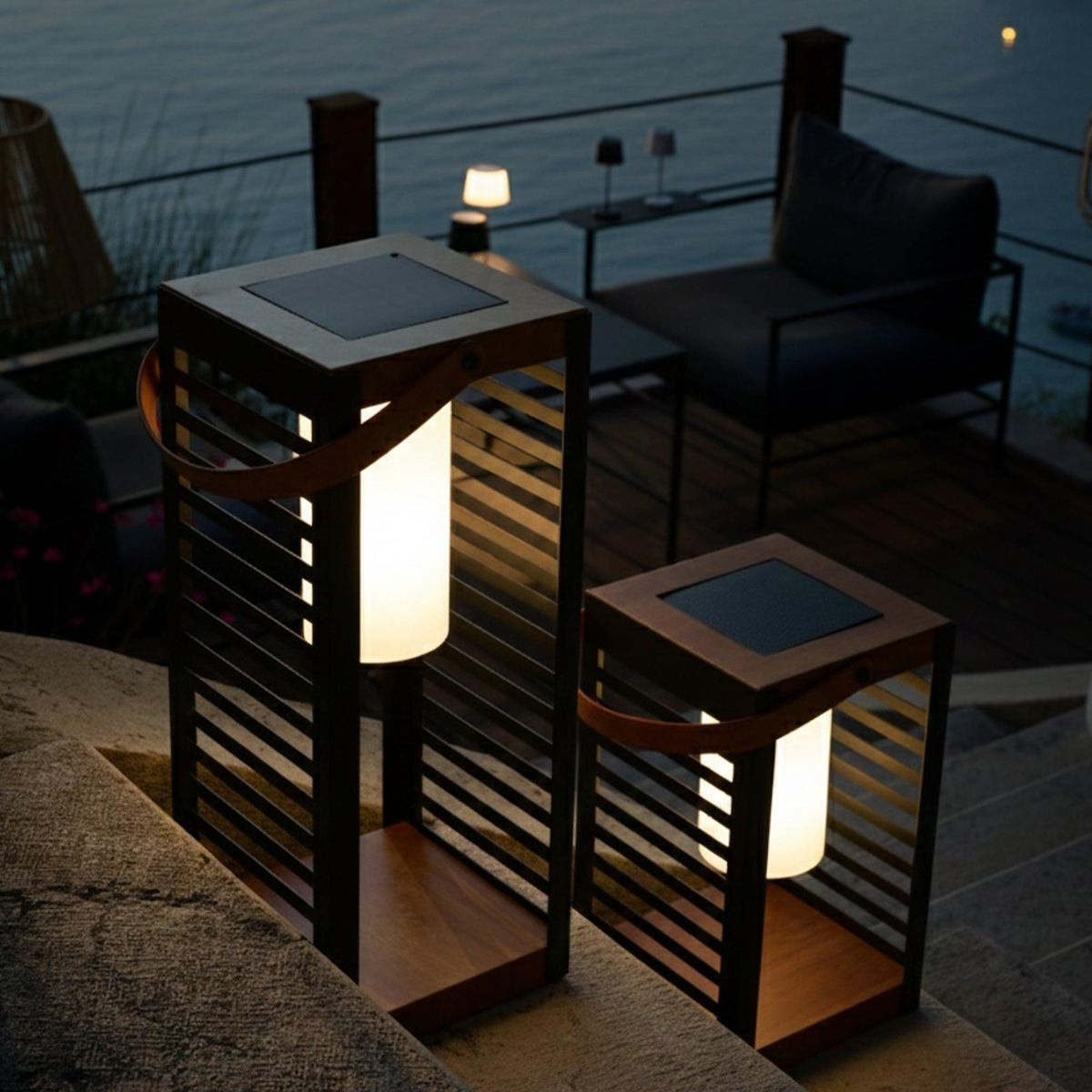 Lumisky Lanterne solaire FERIAN Noir Metal H50cm