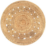 VIDAXL Tapis Jute design tresse 90 cm rond