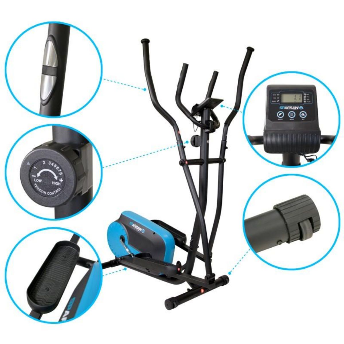 SPARRAW Vélo Elliptique d'appartement SMART BIKE 8 niveaux de résistance magnétique - Roue inertie 3Kg, Ecran d'entraînement