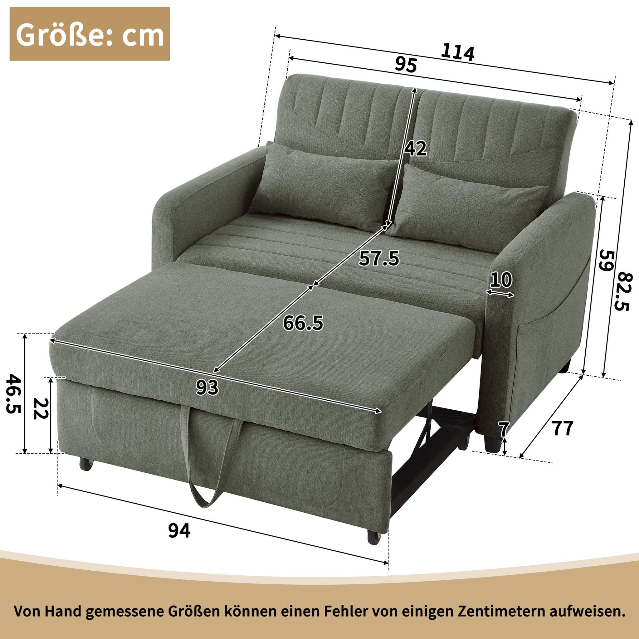 Voir la diapositive 3 : MERAX Canapé droit convertible 2 places coton et lin