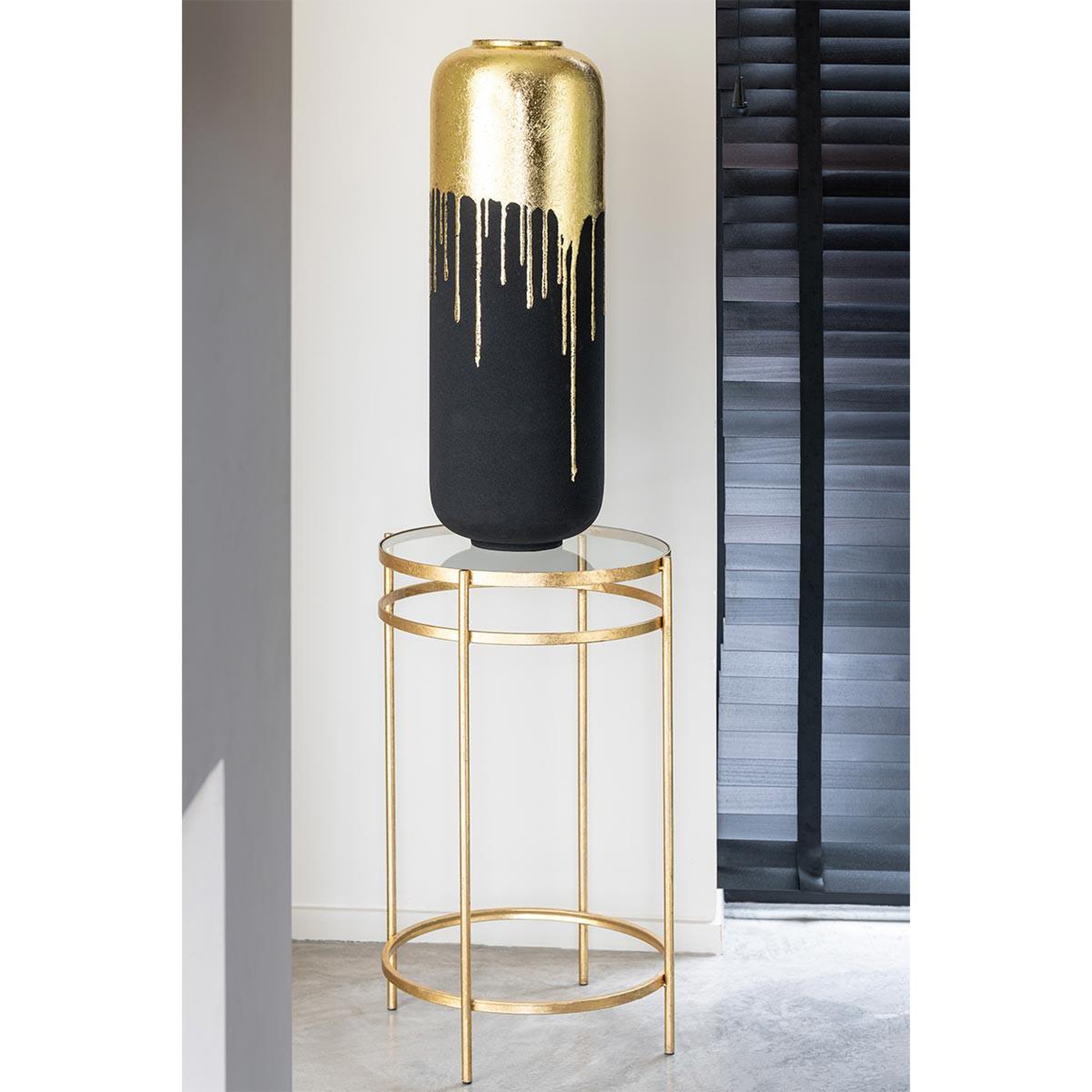 Voir la diapositive 3 : J-LINE Vase design en métal  duo  70cm noir & or
