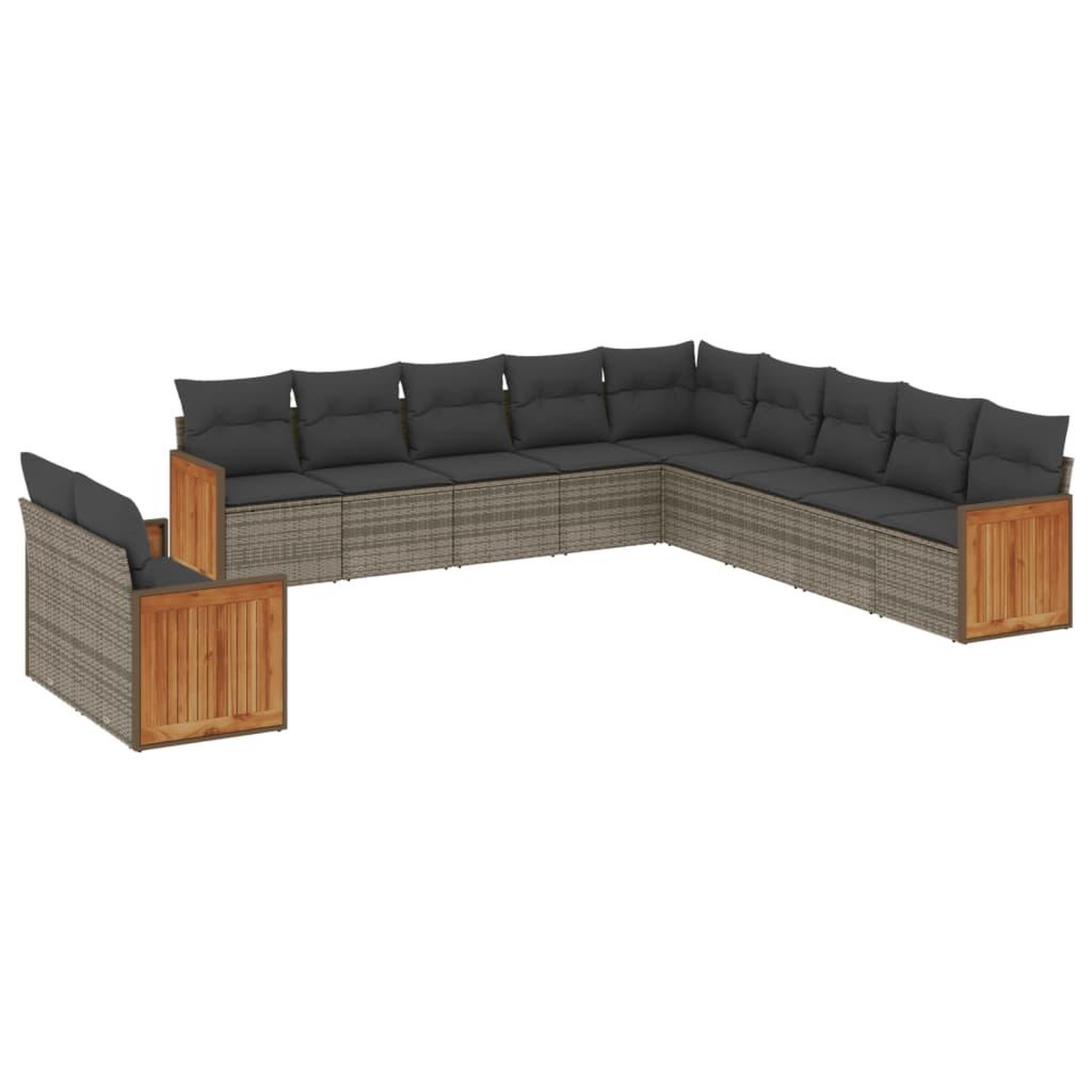 Voir la diapositive 2 : VIDAXL Salon de jardin 11 pcs avec coussins gris resine tressee