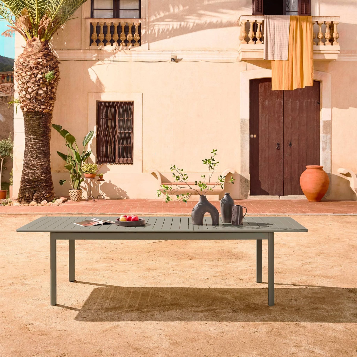 SWEEEK Table de jardin SEATTLE extensible aluminium, 10 places, 227 / 290 x 100 x 75 cm