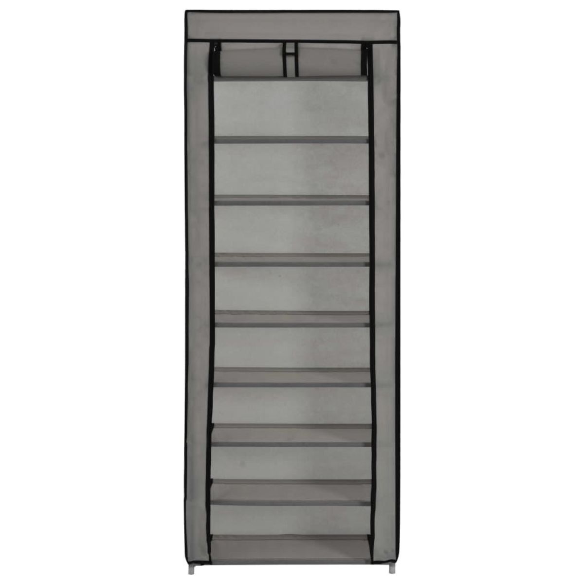 VIDAXL Armoire a chaussures avec housse Gris 57x29x162 cm Tissu
