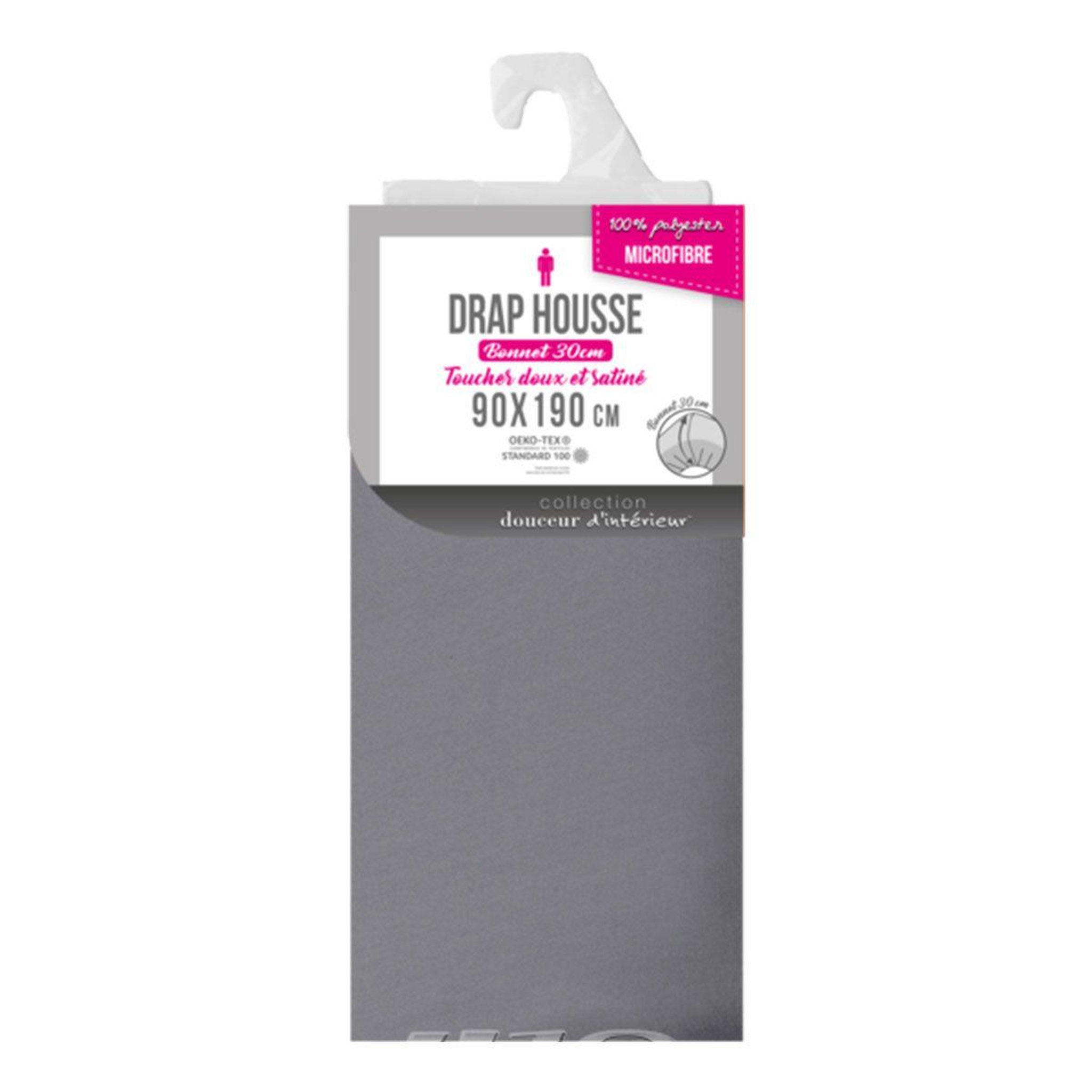 Voir la diapositive 2 : Douceur d'Intérieur Drap housse microfibre  oscar  90x190cm anthracite