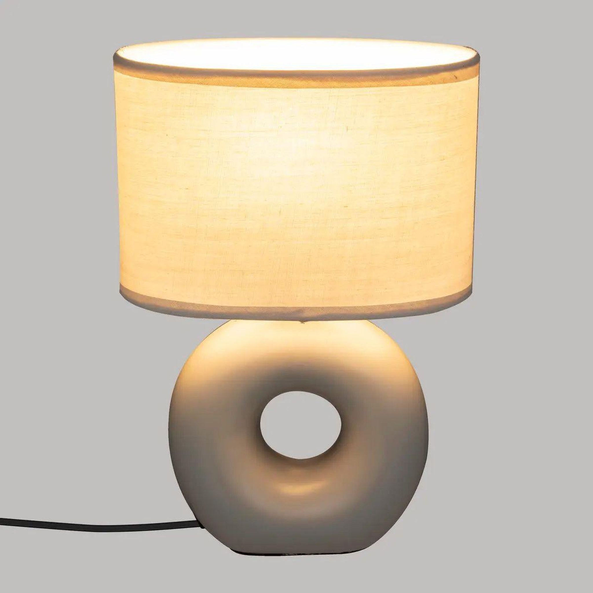 Voir la diapositive 2 : ATMOSPHERA Lampe à poser ronde  baru  25cm gris clair mat