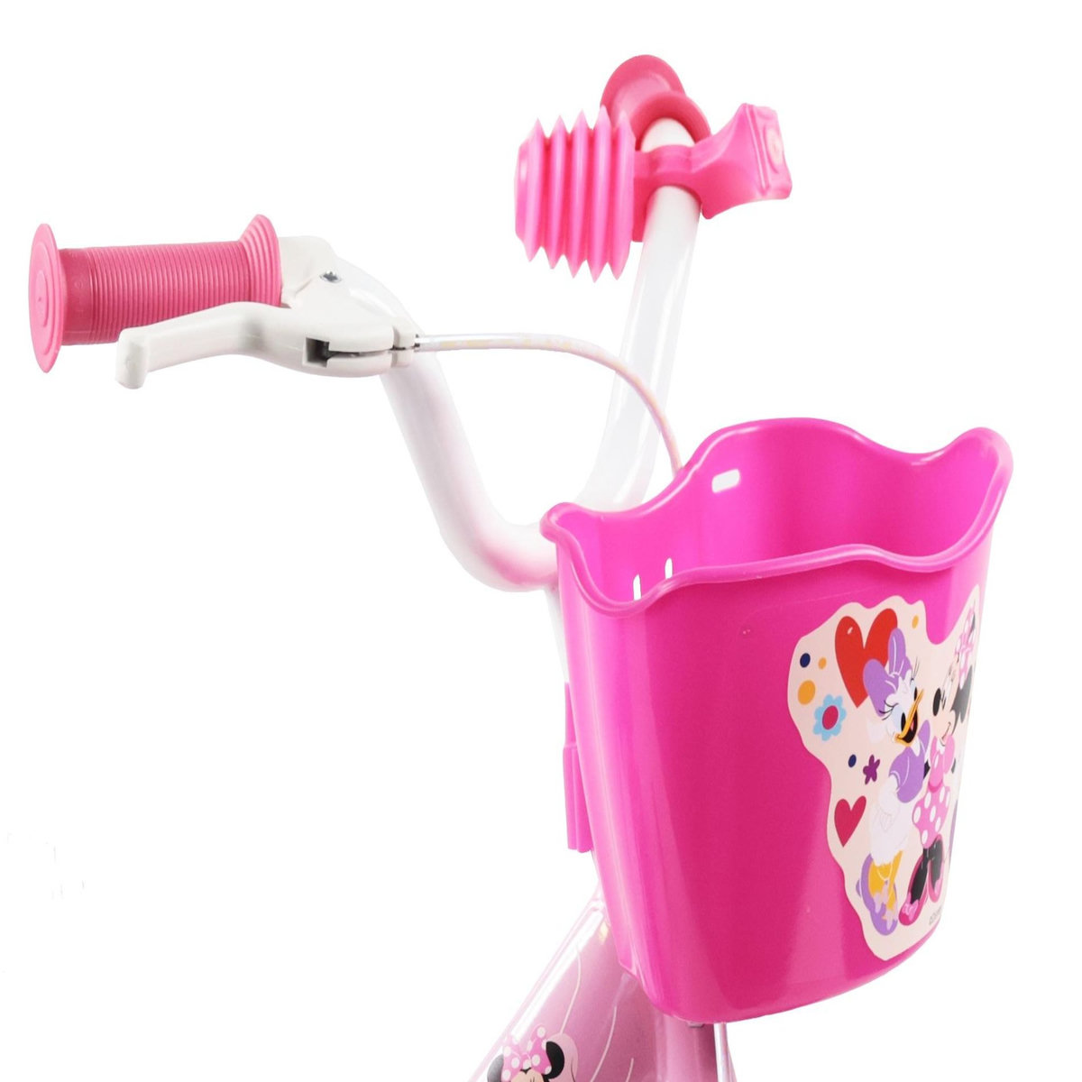 MINNIE Vélo enfant 12'' Minnie / Disney ( taille < 90/95 cm ) équipé de 1 frein avant, panier avant, porte poupée1 stabilisateurs.