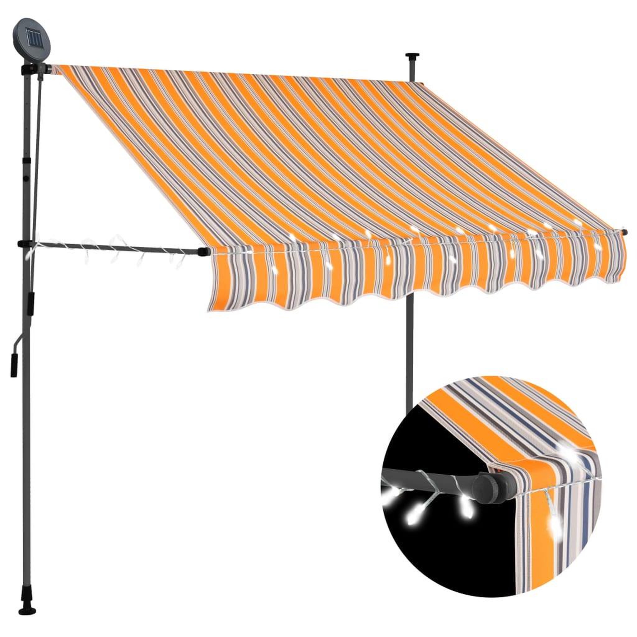 Voir la diapositive 1 : VIDAXL Auvent manuel retractable avec LED 100 cm Jaune et bleu