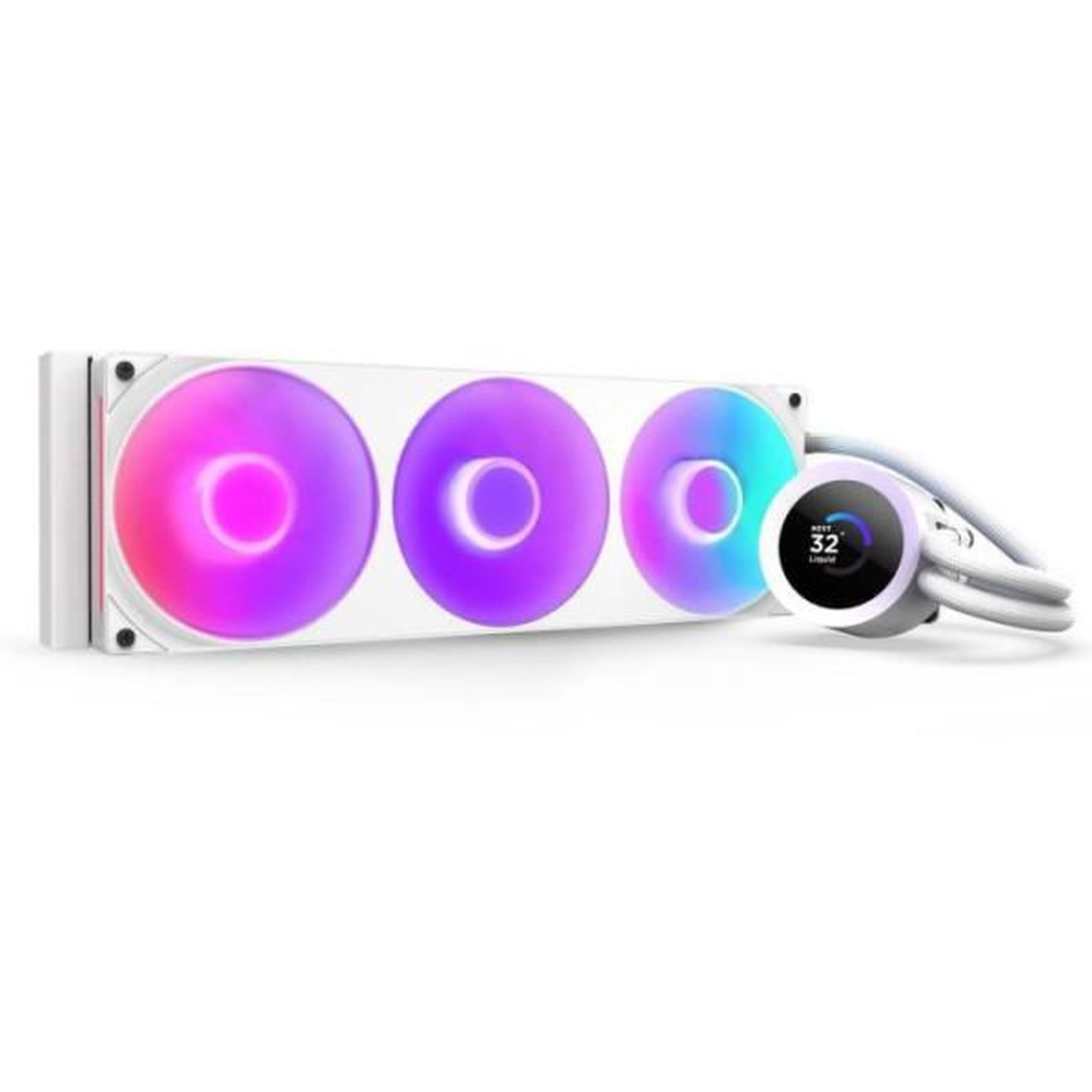 NZXT Watercooling - nzxt - rl-kr360-w2 - kraken plus 360 rgb - écran carré 1.54 personnalisable et ventilateurs rgb - blanc