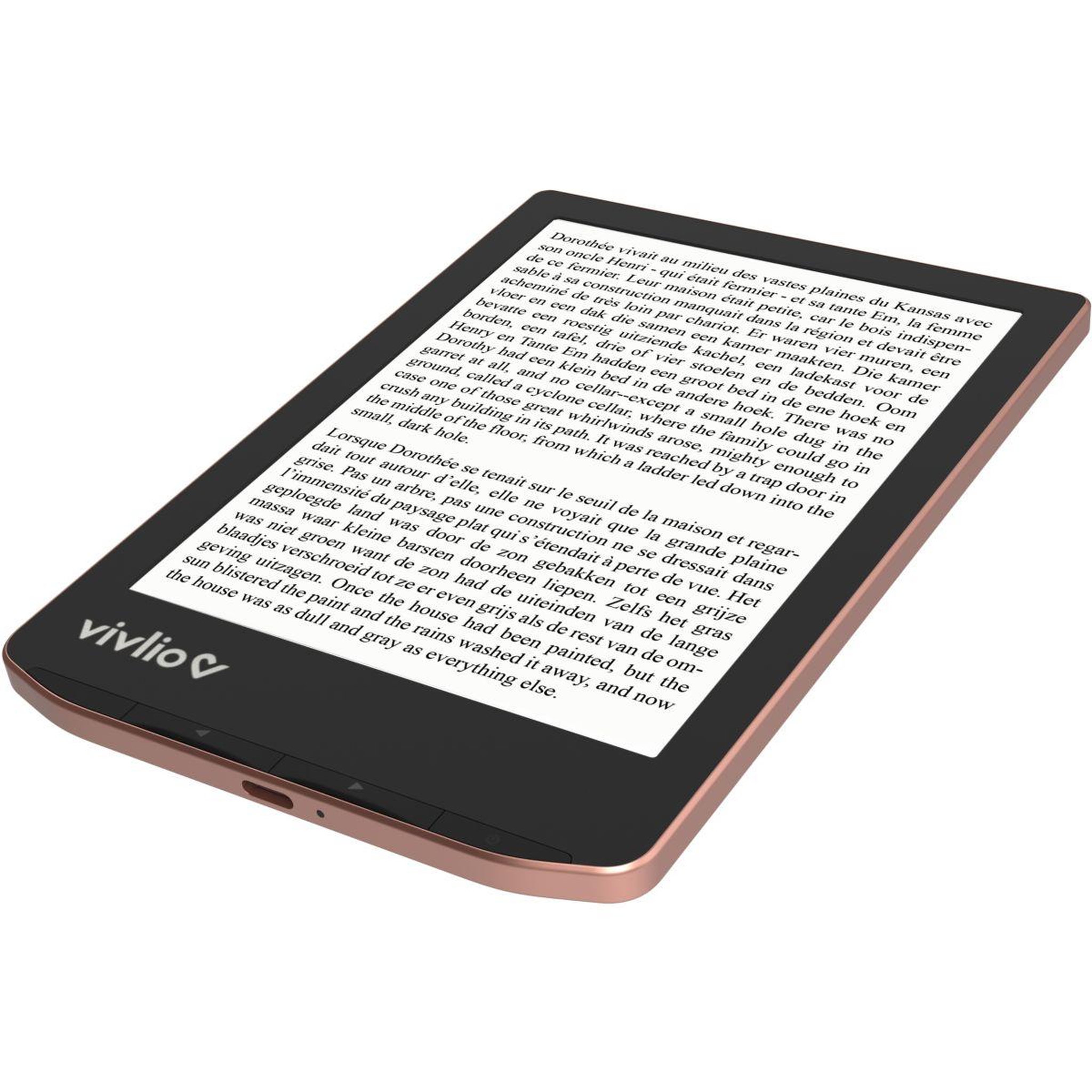 Voir la diapositive 3 : VIVLIO Liseuse ebook light hd bronze