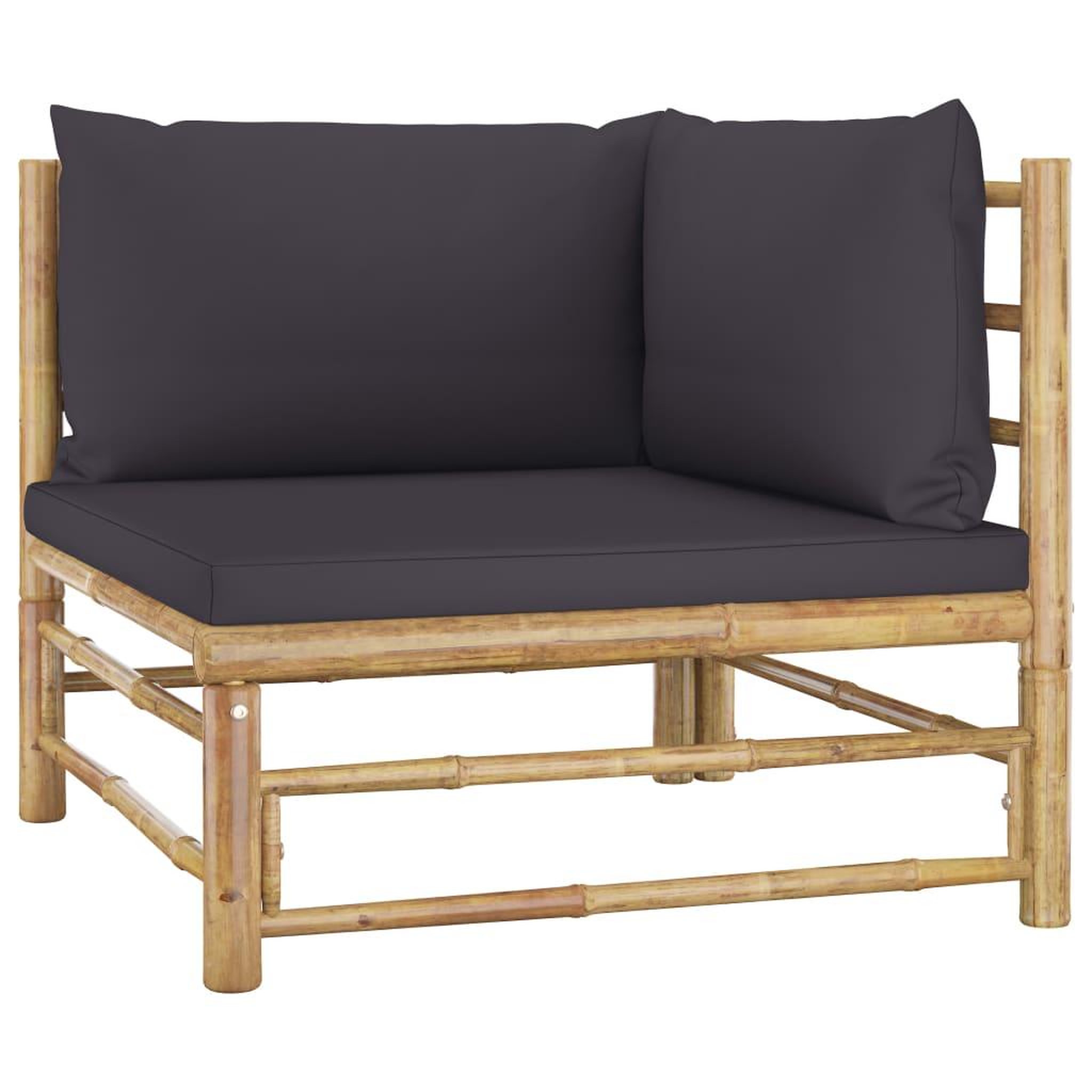 Voir la diapositive 5 : VIDAXL Salon de jardin 5 pcs avec coussins gris fonce bambou