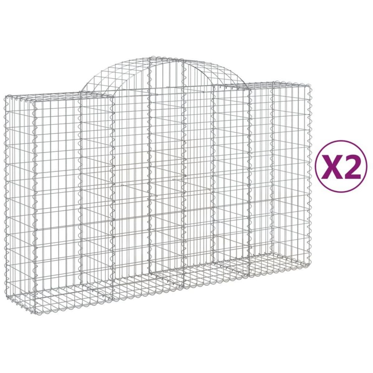 VIDAXL Paniers a gabions arques 2 pcs 200x50x120/140 cm Fer galvanise