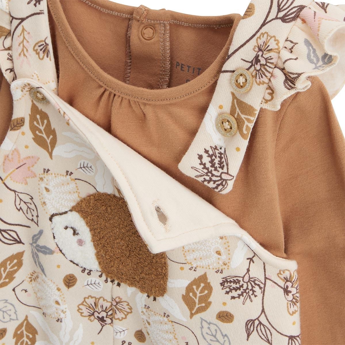 Petit Béguin Ensemble salopette bébé en molleton et t-shirt Chincha