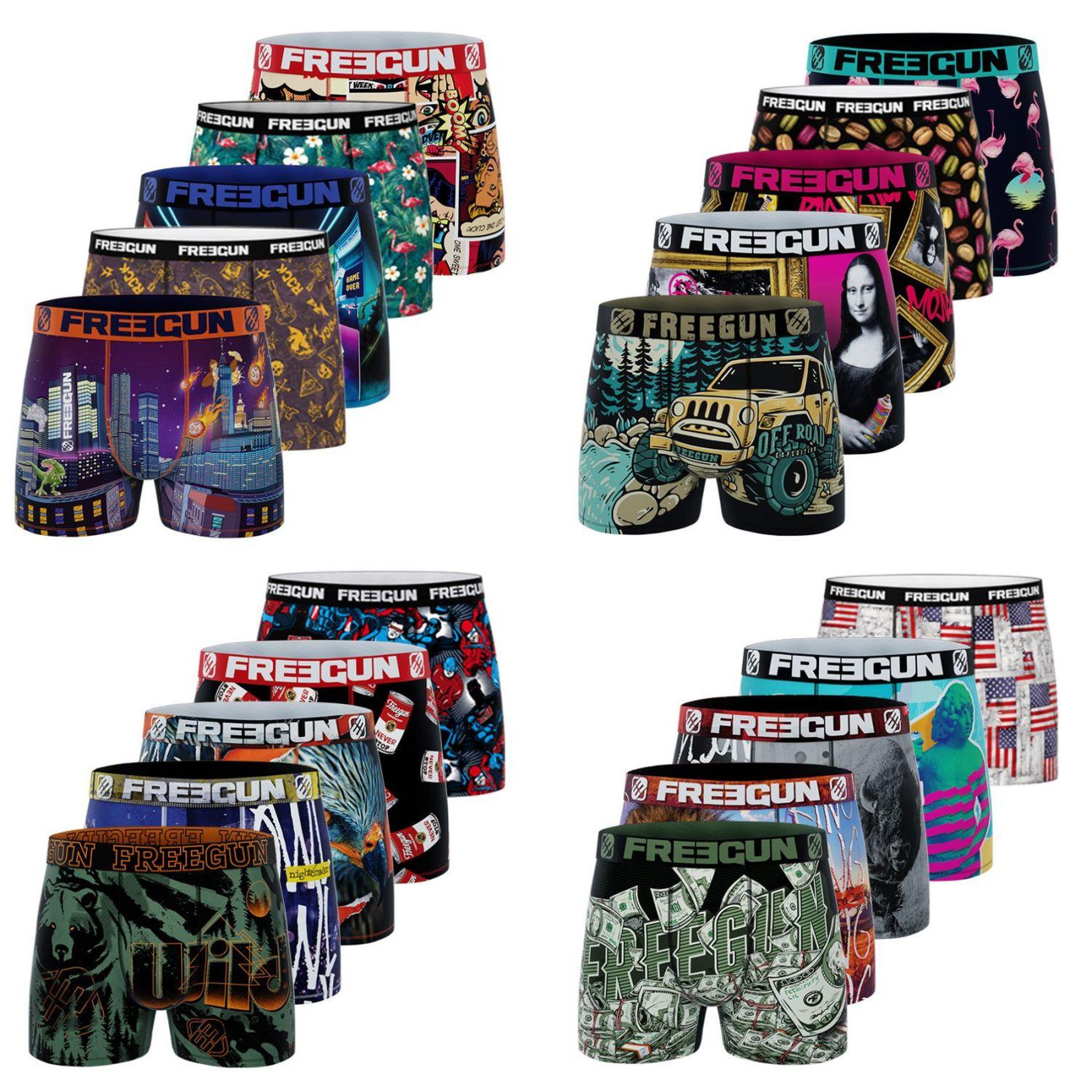 Voir la diapositive 3 : FREEGUN Pack Surprise de 5 Boxers microfibre garçon
