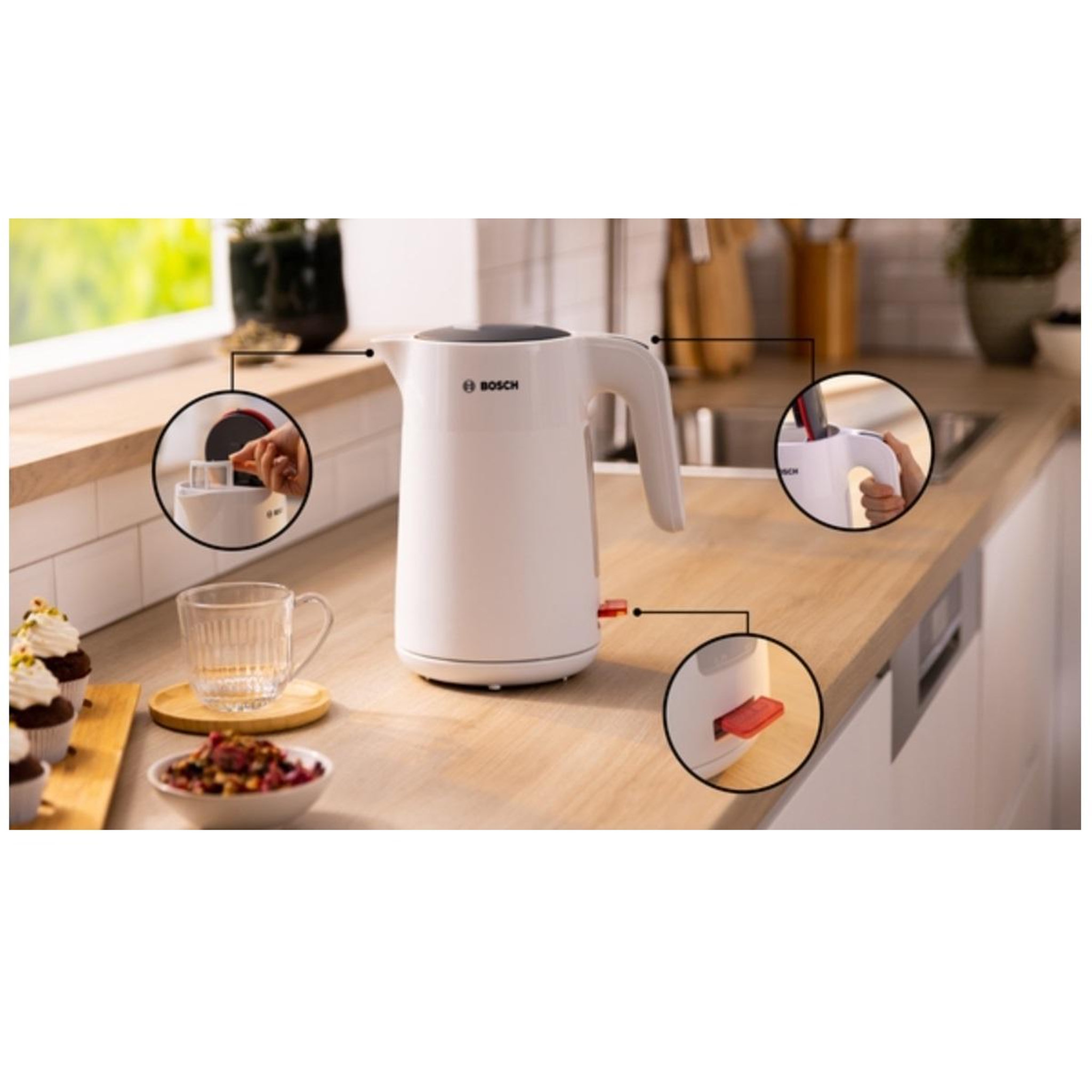Voir la diapositive 2 : BOSCH Bouilloire électrique 1.7l 2400w blanc - twk2m161