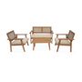 Voir la diapositive 5 : SWEEEK Salon de jardin en bois et cannage canapé 2 places, 2 fauteuils, 1 table basse - Bohémia 117x64x74 cm