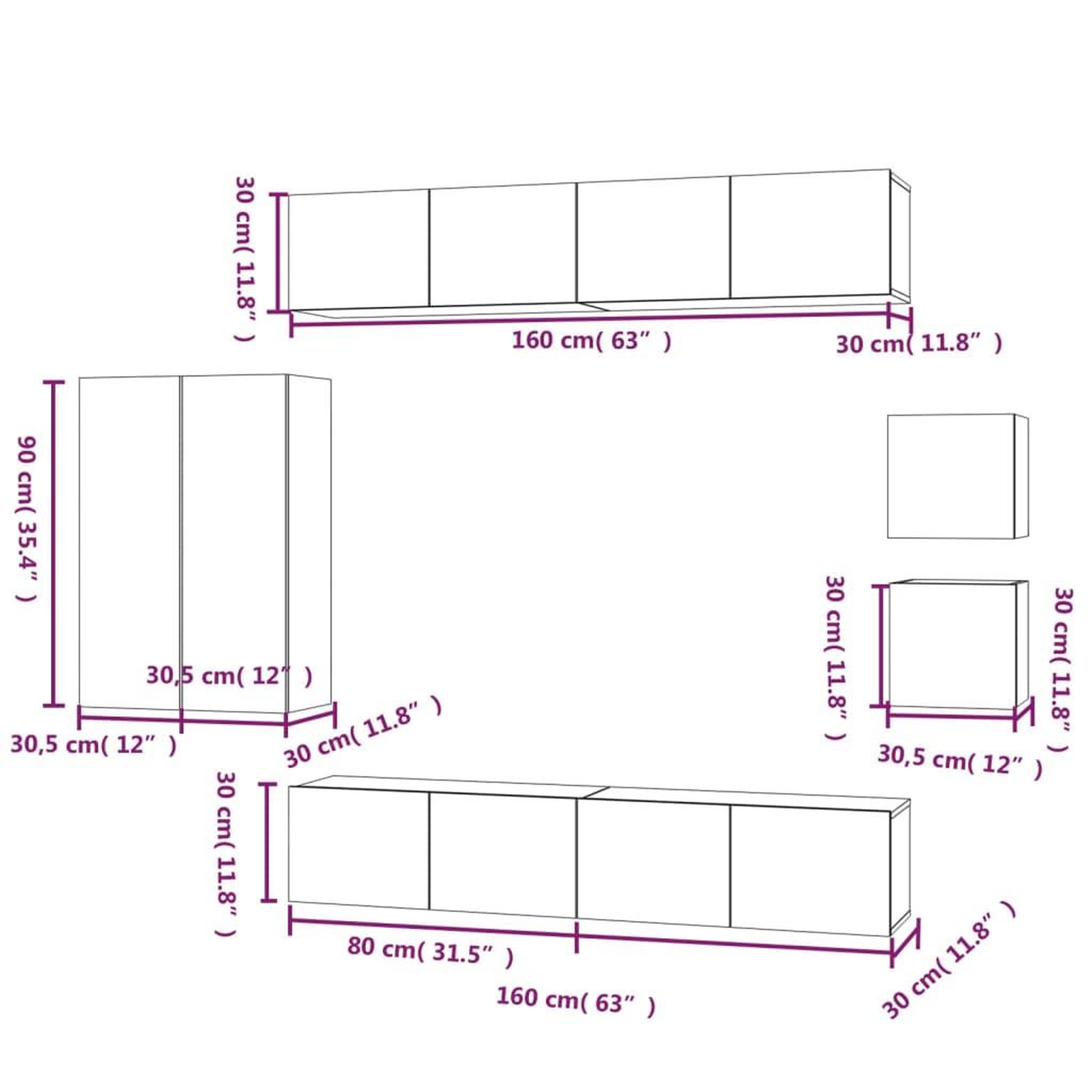 Voir la diapositive 6 : VIDAXL Ensemble de meubles TV 8 pcs Chene fume Bois d'ingenierie