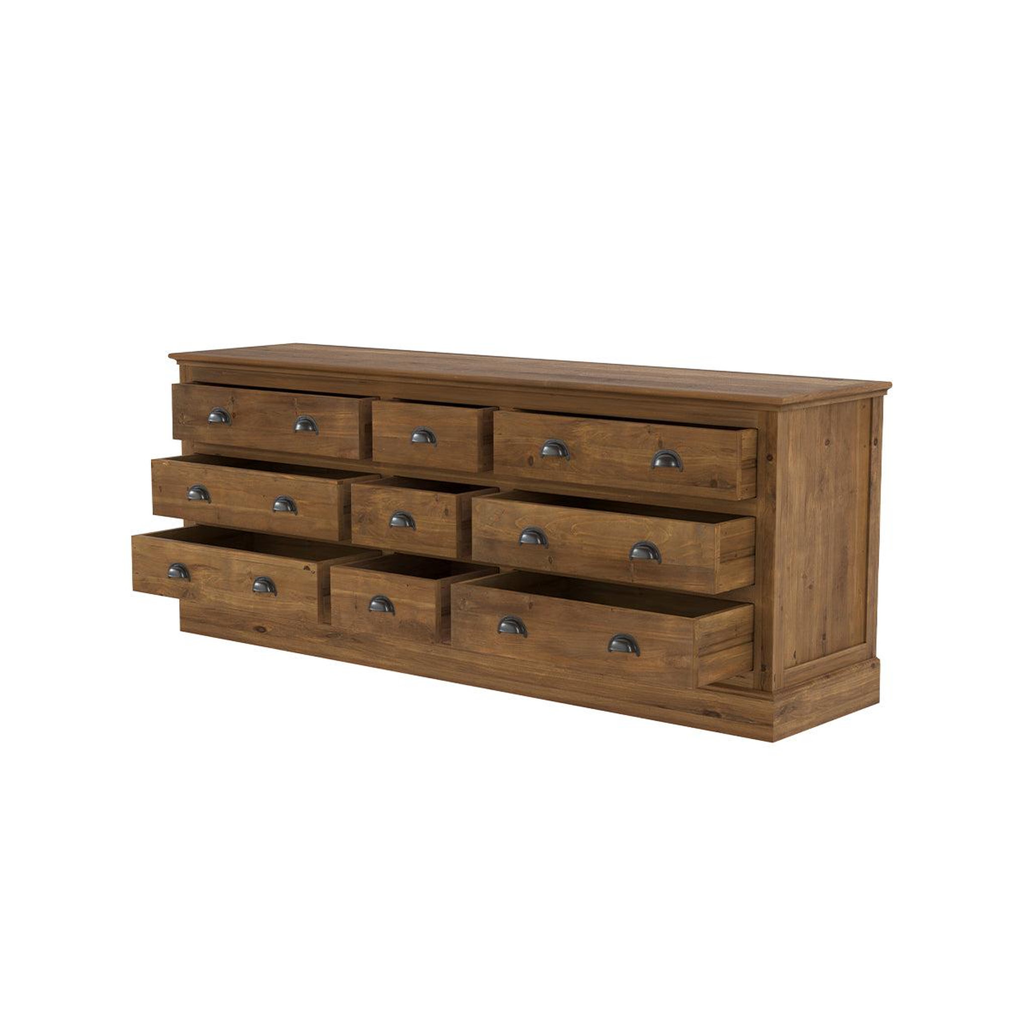 Voir la diapositive 3 : MAISON PAVANE Buffet 9 tiroirs en bois de cèdre recyclé-tobias