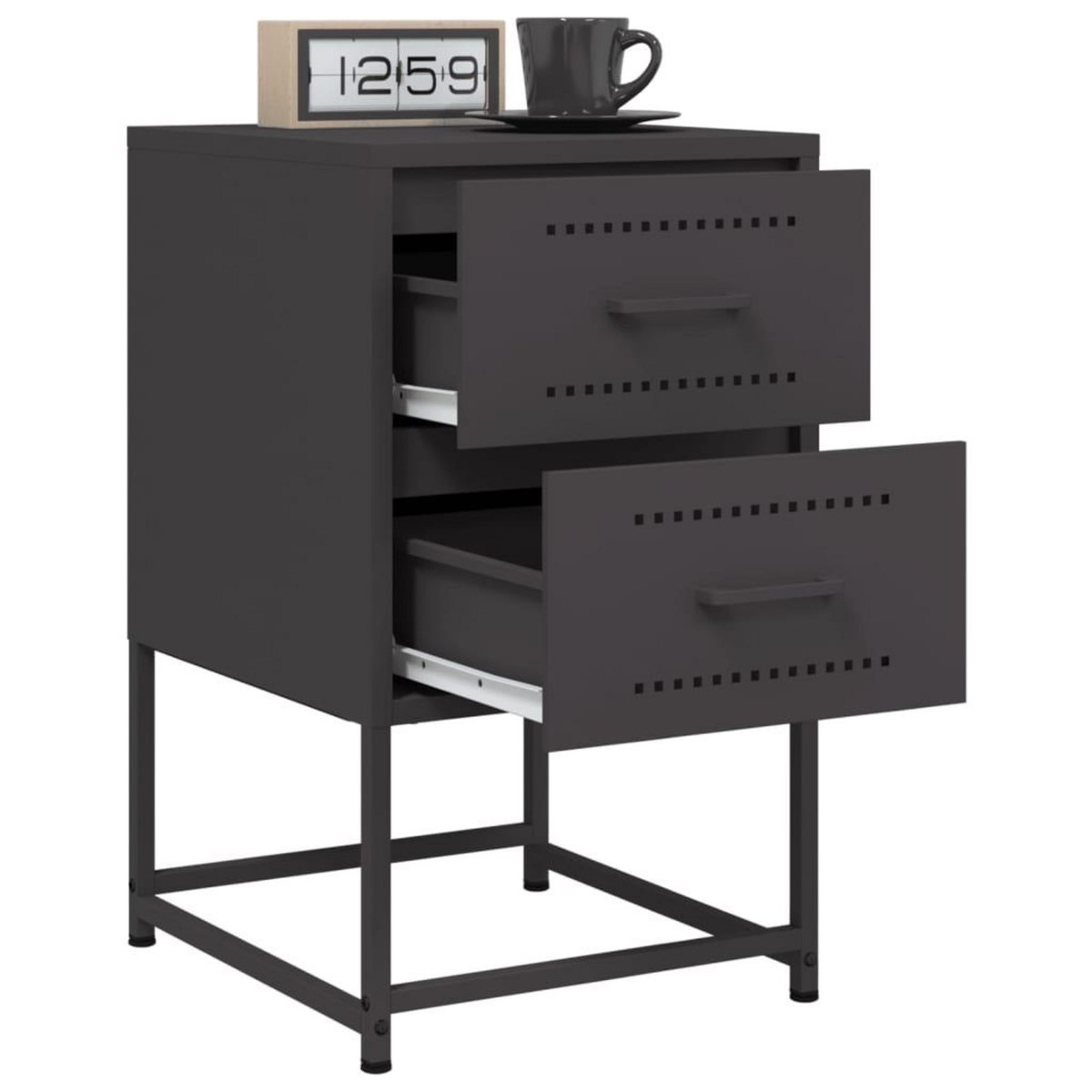 VIDAXL Tables de chevet 2 pcs noir 36x39x60,5 cm acier