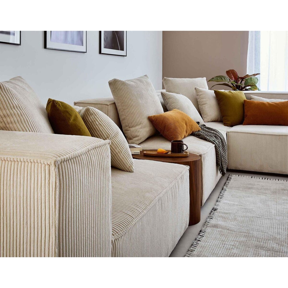 LISA DESIGN Colombine - canapé modulable d'angle droit - 6 places - en velours côtelé