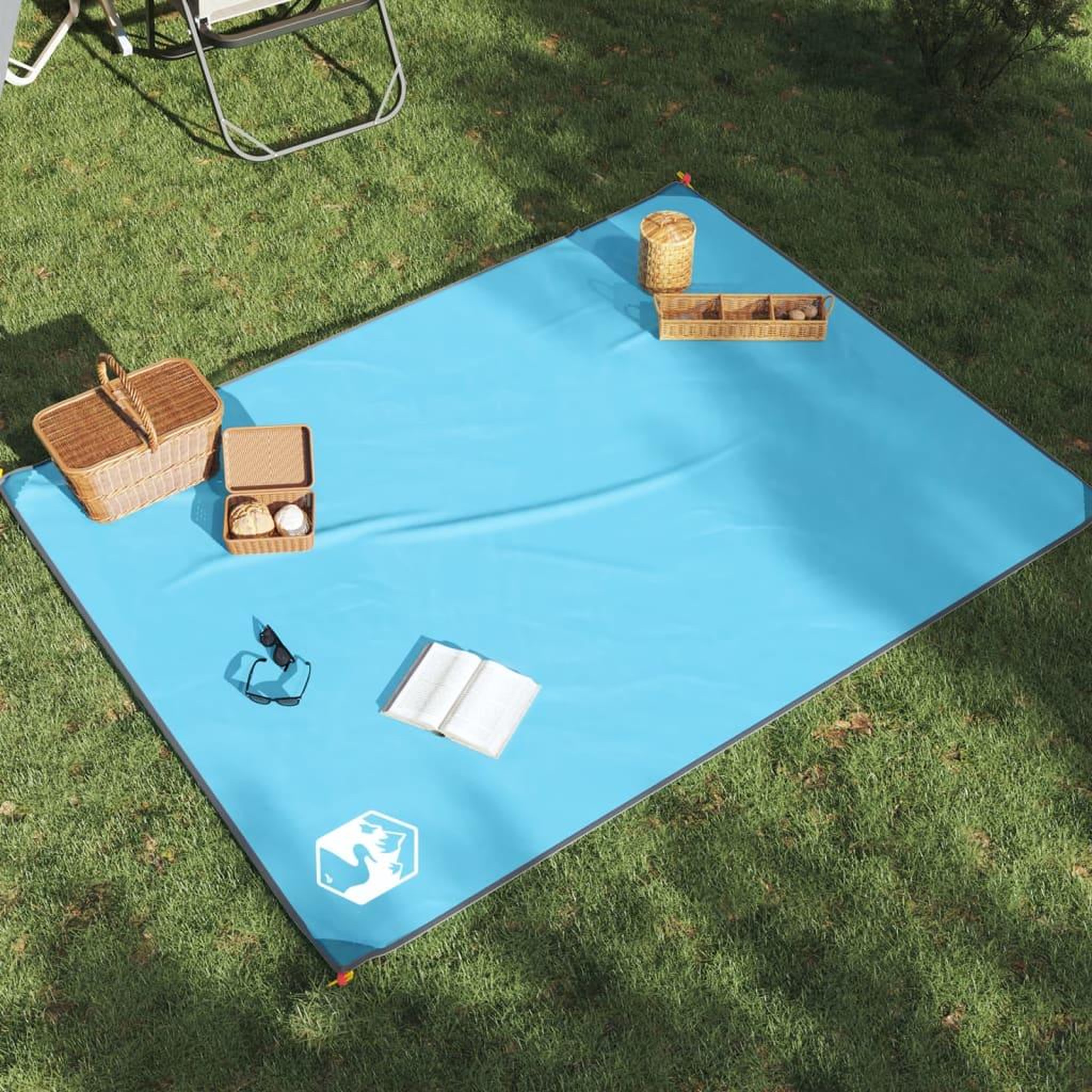 VIDAXL Couverture de pique-nique avec piquets bleu 205x155 cm