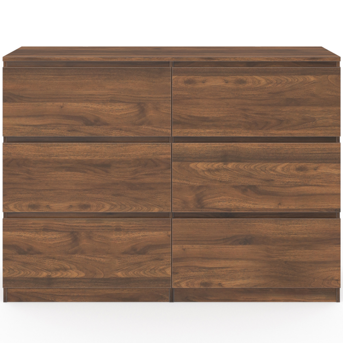 ID MARKET Commode 6 tiroirs TOMI 110 cm effet noyer