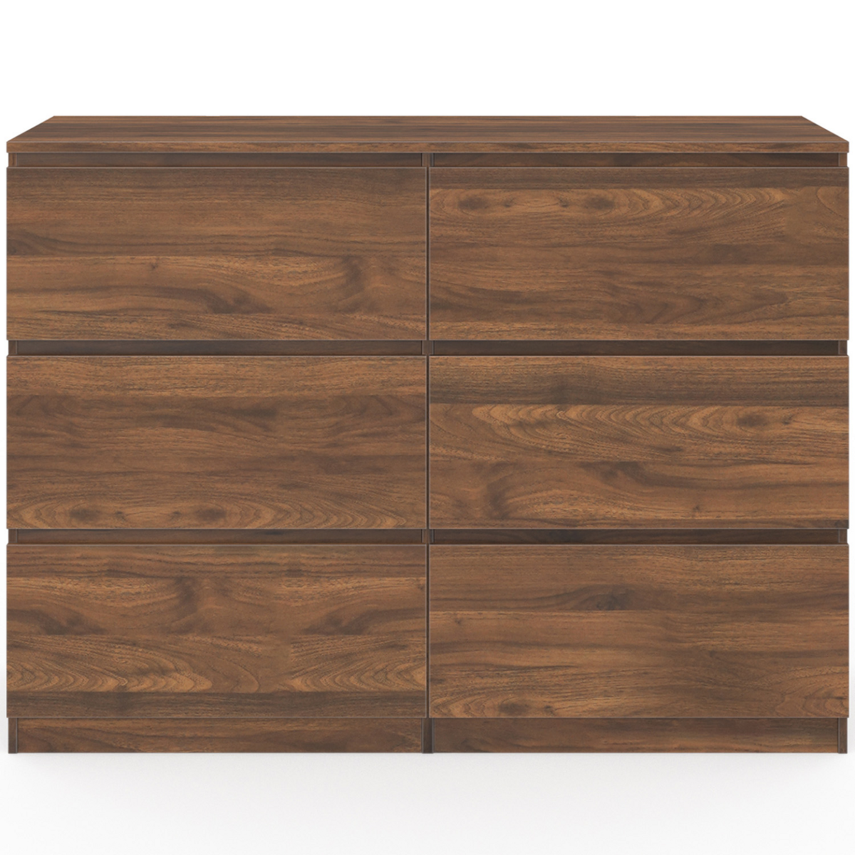 ID MARKET Commode 6 tiroirs TOMI 110 cm effet noyer