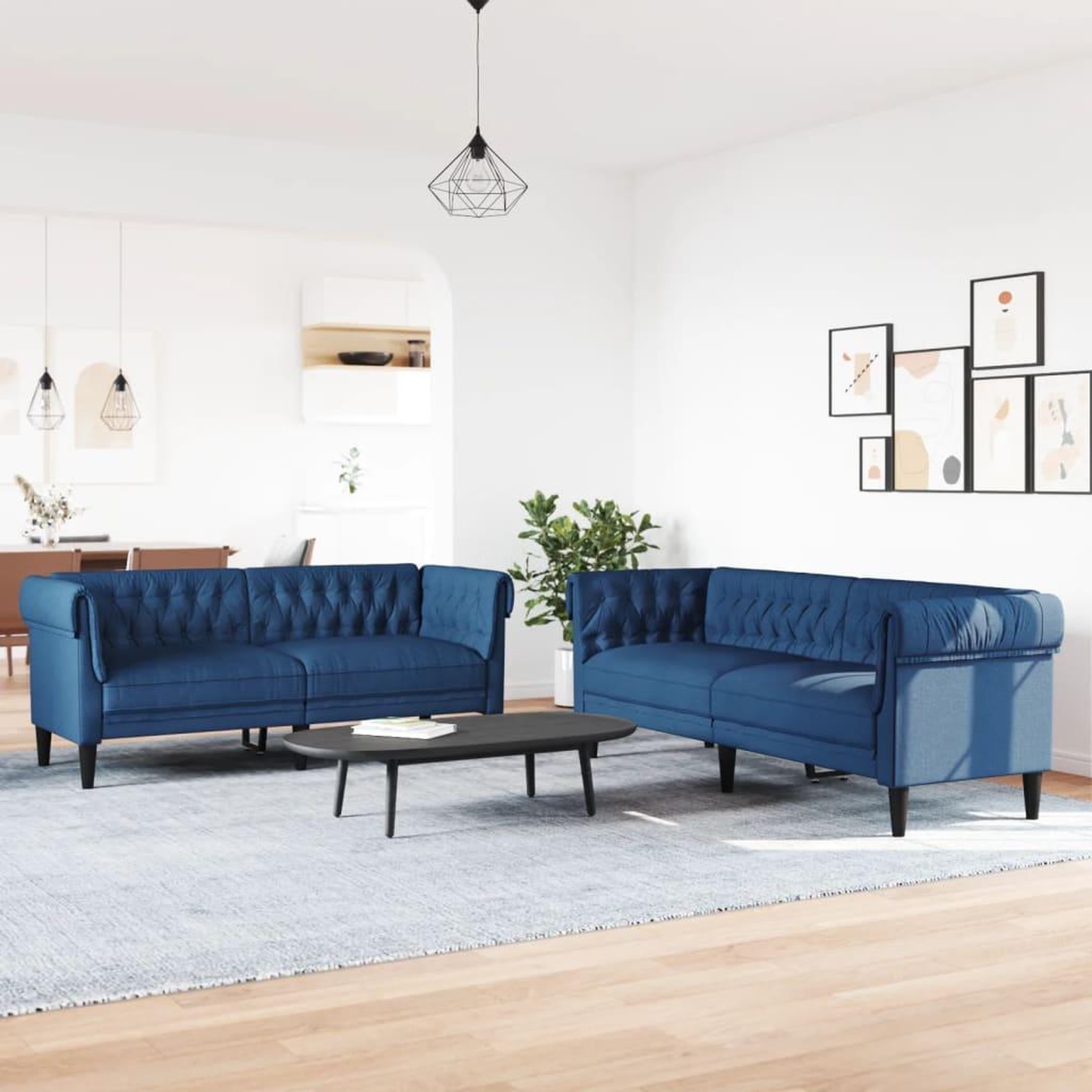 Voir la diapositive 3 : VIDAXL Ensemble de canapes 2 pcs bleu tissu