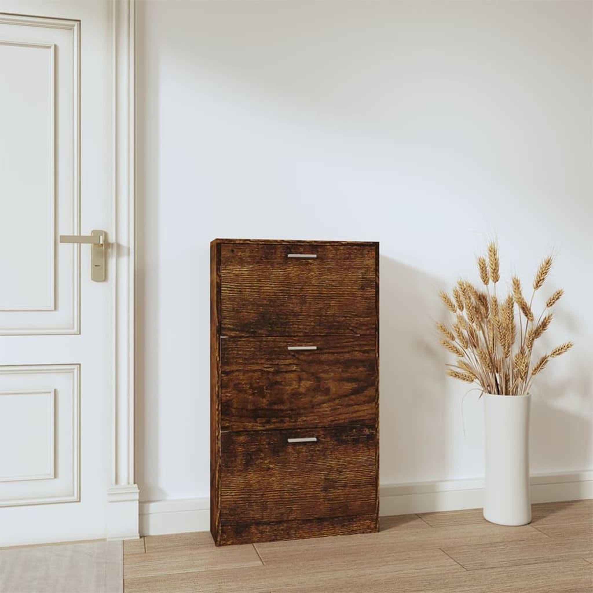 Voir la diapositive 3 : VIDAXL Armoire a chaussures Chene fume 59x17x108 cm Bois d'ingenierie