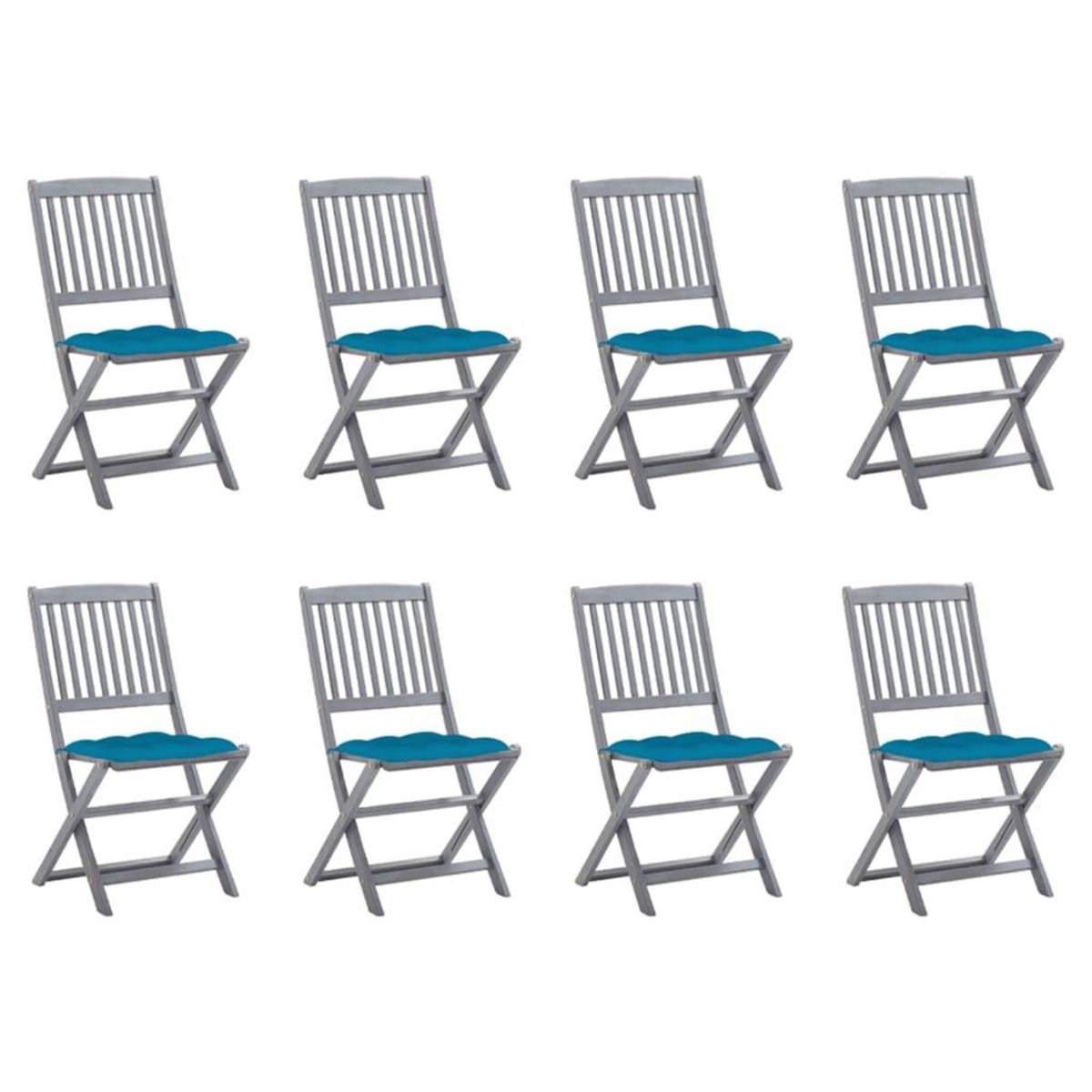VIDAXL Chaises pliables d'exterieur lot de 8 et coussins Bois d'acacia