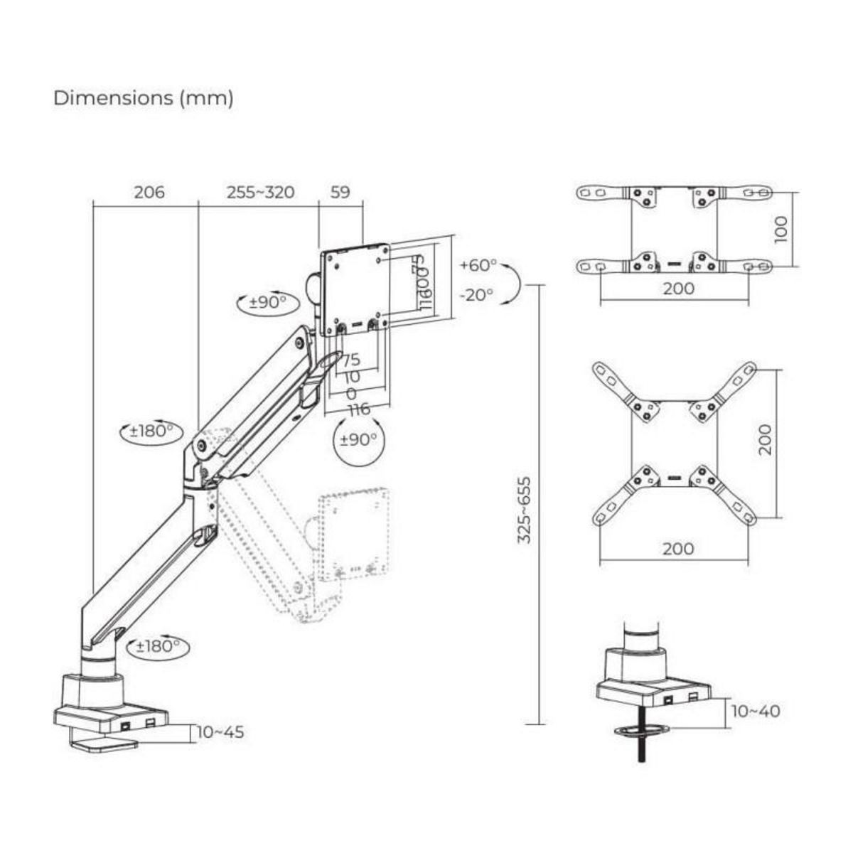 OPLITE Support écran PC MT57 MONITOR ARM