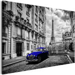 Paris Prix Tableau Imprimé  Car in Paris Blue Wide. Coloris disponibles : Multicolore