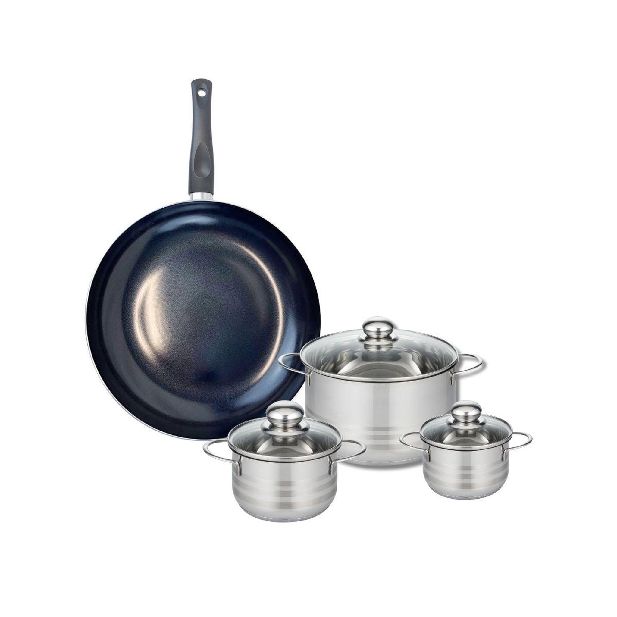 ELO Ensemble de 1 poêle de cuisson 32 cm et 3 faitouts 12, 14 et 20 cm elo prima brillant