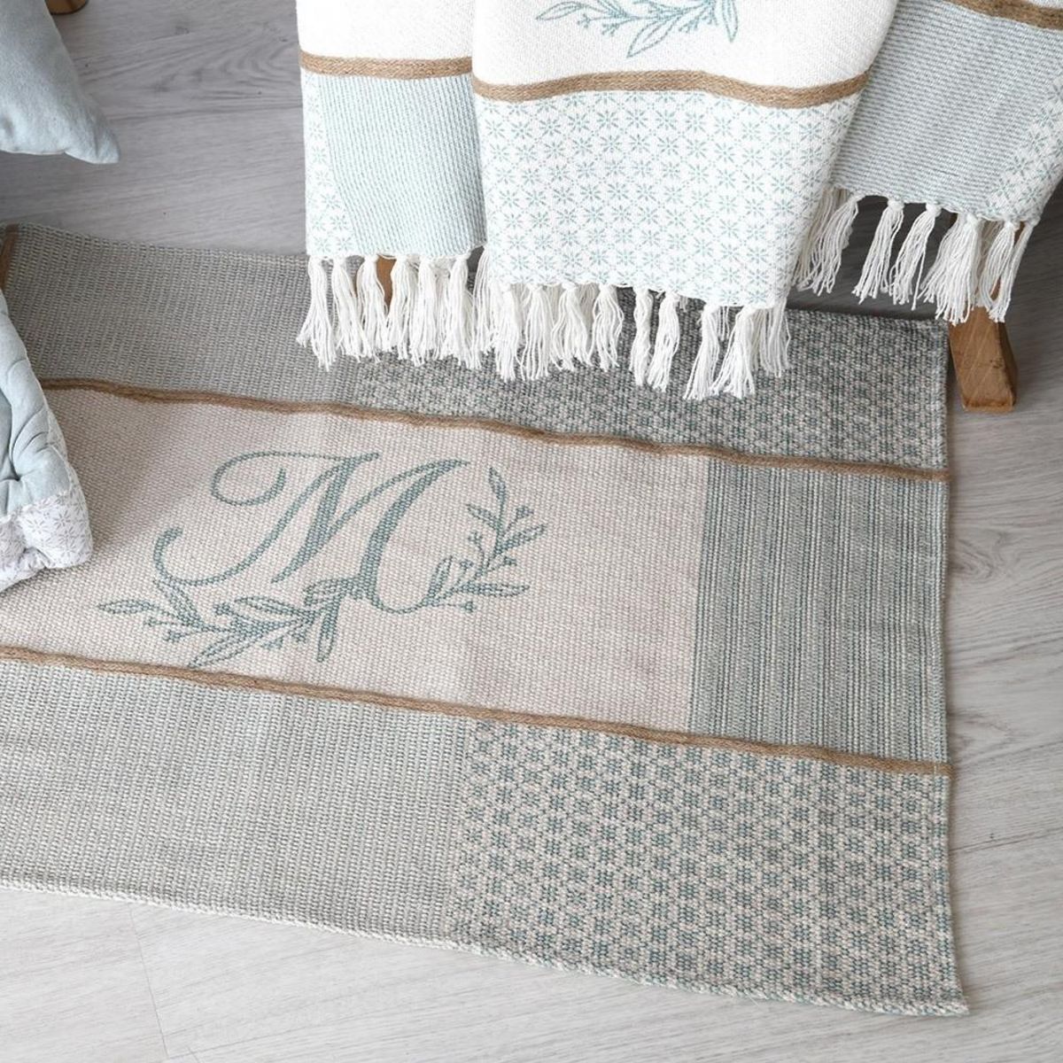 Lovely Casa Tapis 60x90 cm Constance azur coton