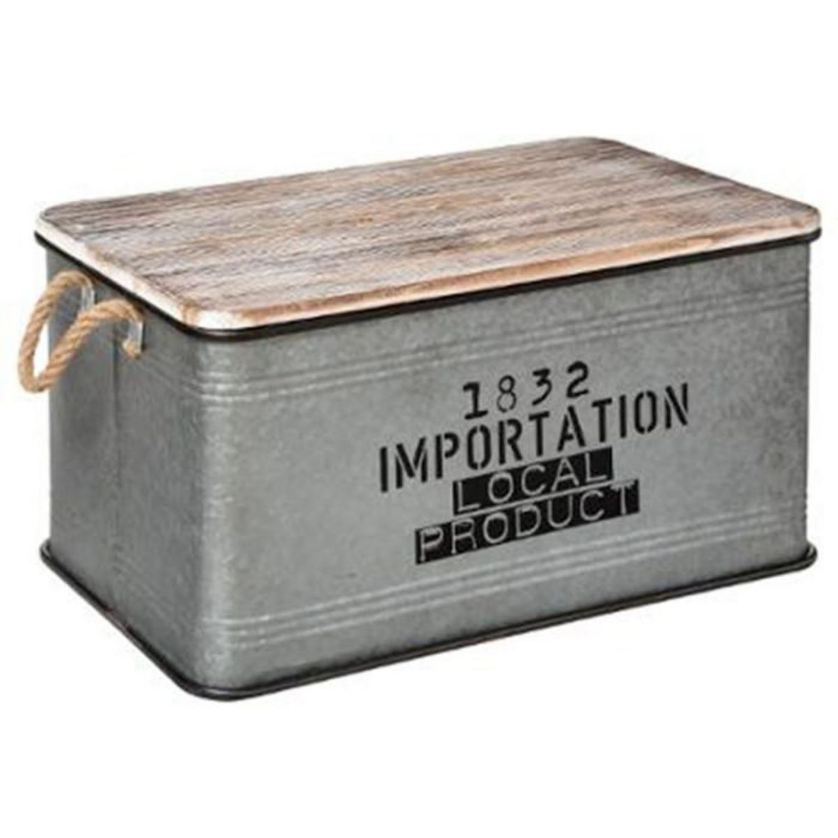 ATMOSPHERA Lot de 3 Malles Déco Vintage  Zinc  60cm Gris