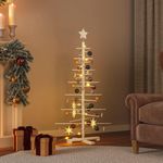 VIDAXL Arbre de Noël en bois pour decoration 125 cm bois massif de pin