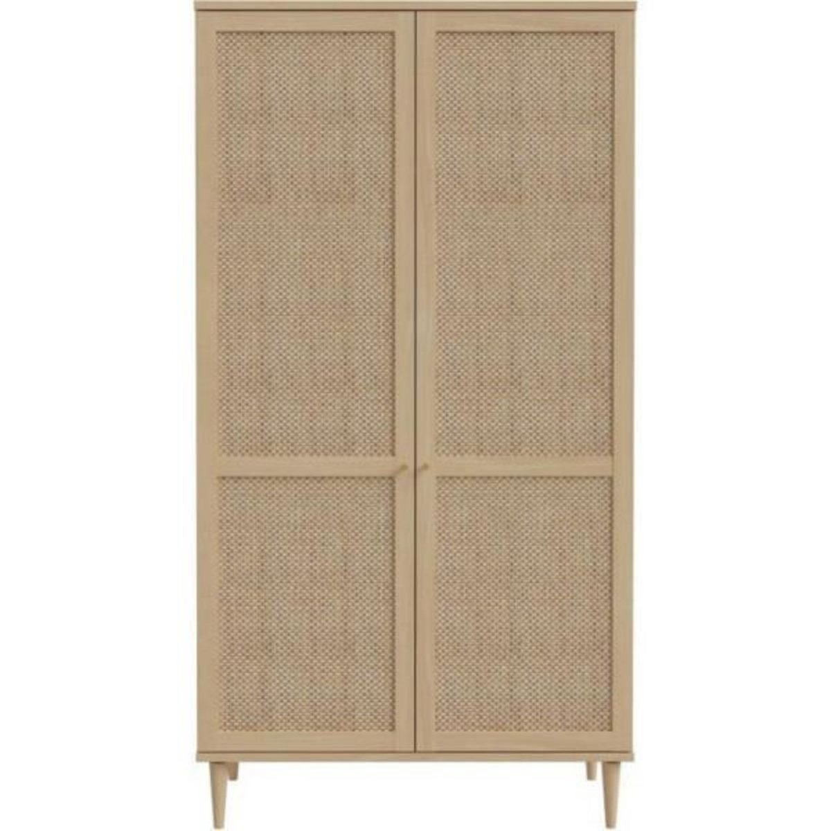 MARKET24 Armoire de chambre - 2 portes battantes - Décor Chene - Cannage - L110 x H208 x P54 cm - CALASETTA
