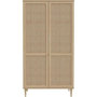 Voir la diapositive 1 : MARKET24 Armoire de chambre - 2 portes battantes - Décor Chene - Cannage - L110 x H208 x P54 cm - CALASETTA