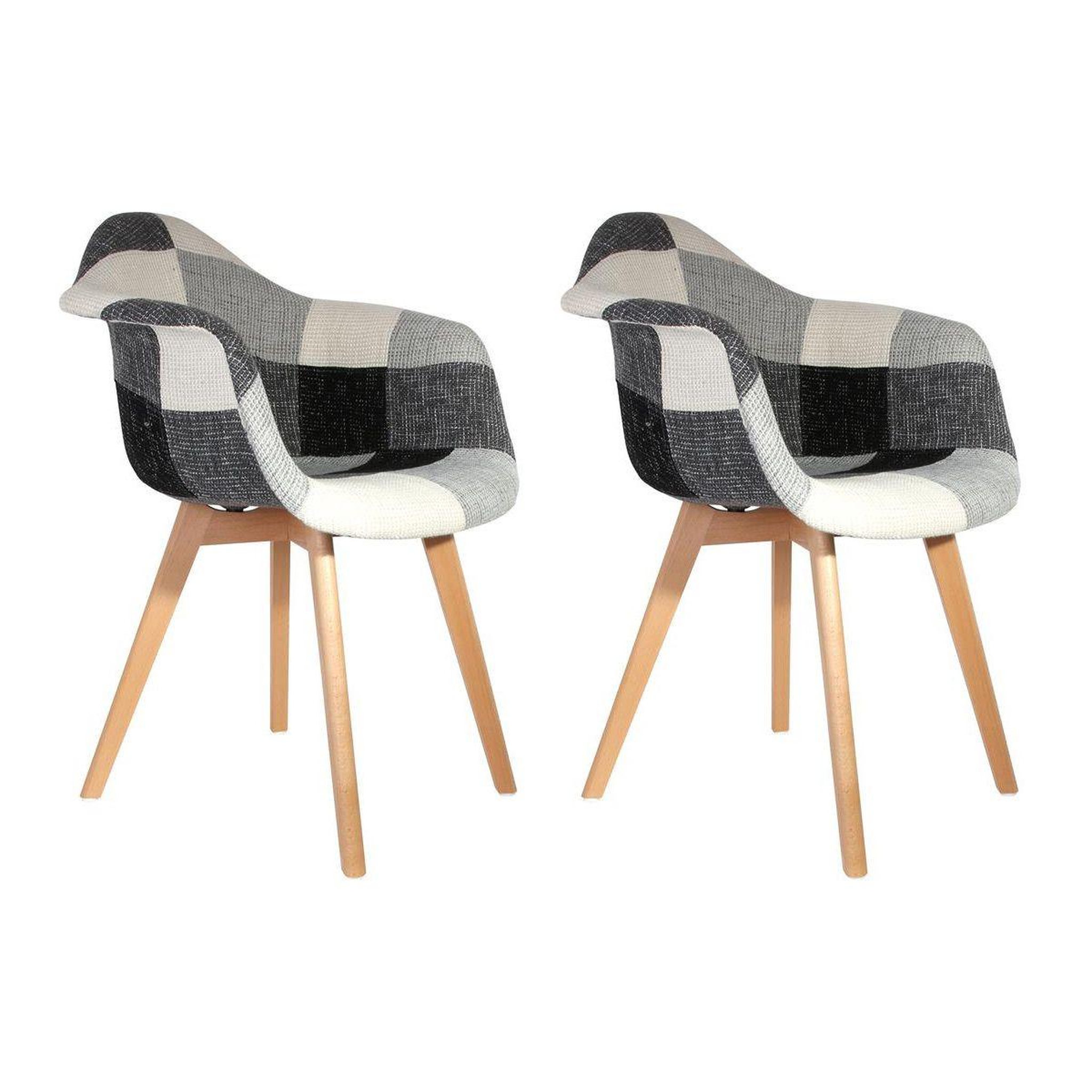 The Home Deco Factory Lot de 2 Fauteuils  Patchwork  83cm Gris