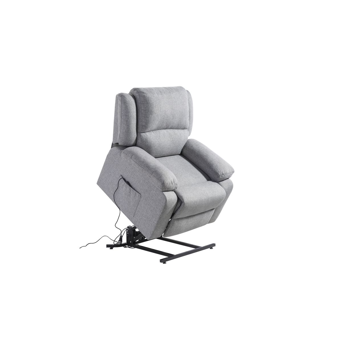 Fauteuil relax éléctrique avec releveur HELENA 1 place tissu gris clair