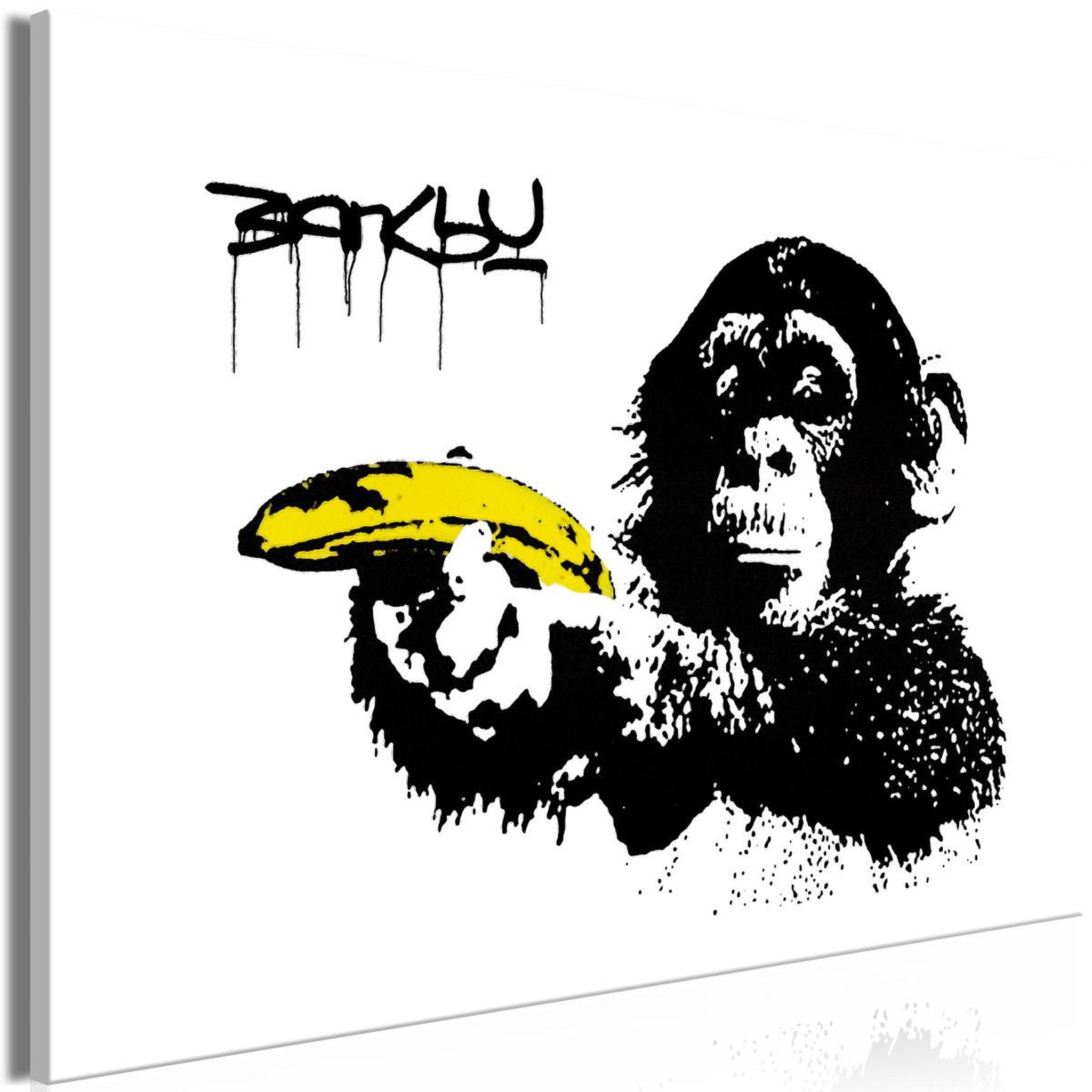 Paris Prix Tableau imprimé  banksy - monkey with banana wide. Coloris disponibles : Multicolore