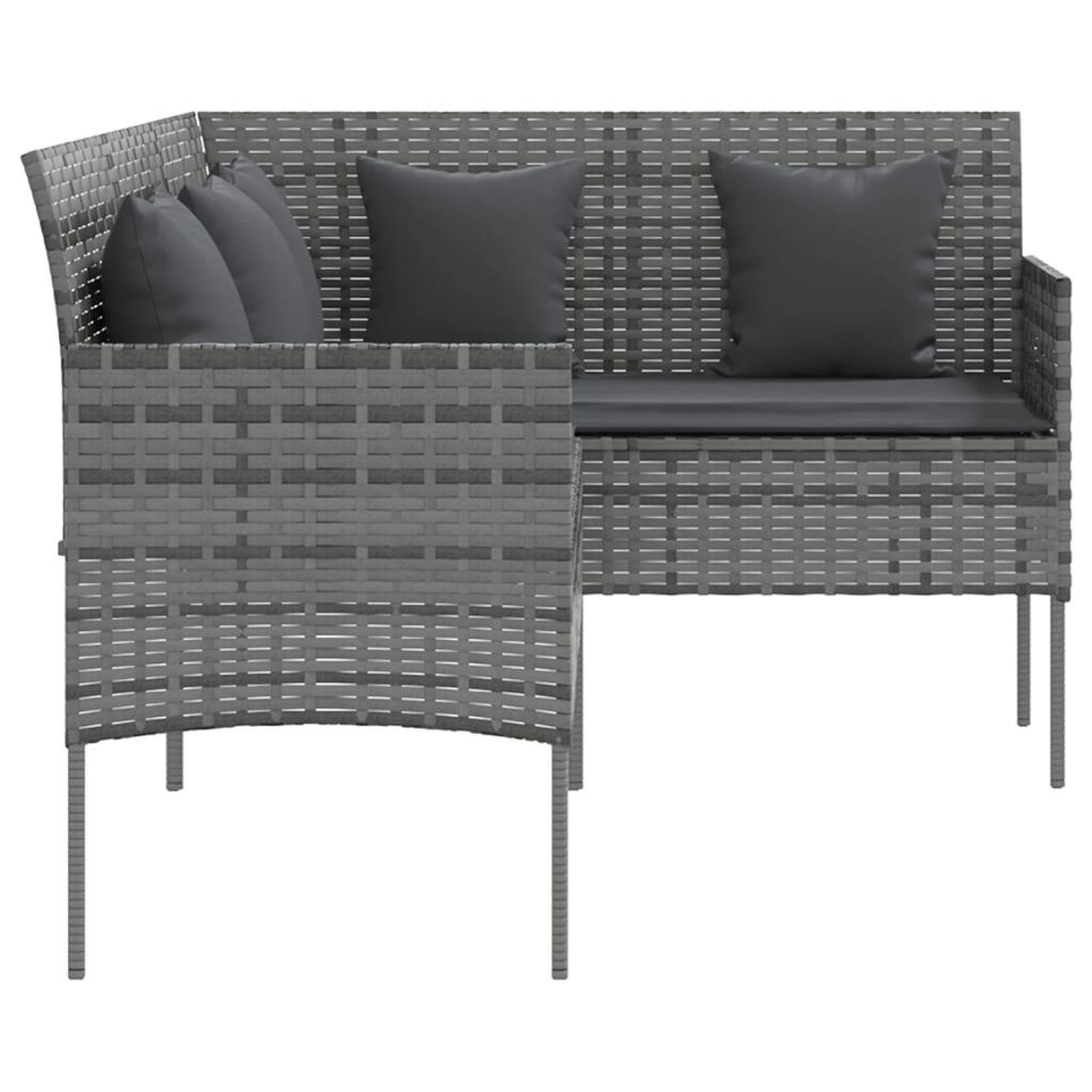 Voir la diapositive 5 : VIDAXL Ensemble de canapes en L 5pcs avec coussins resine tressee gris
